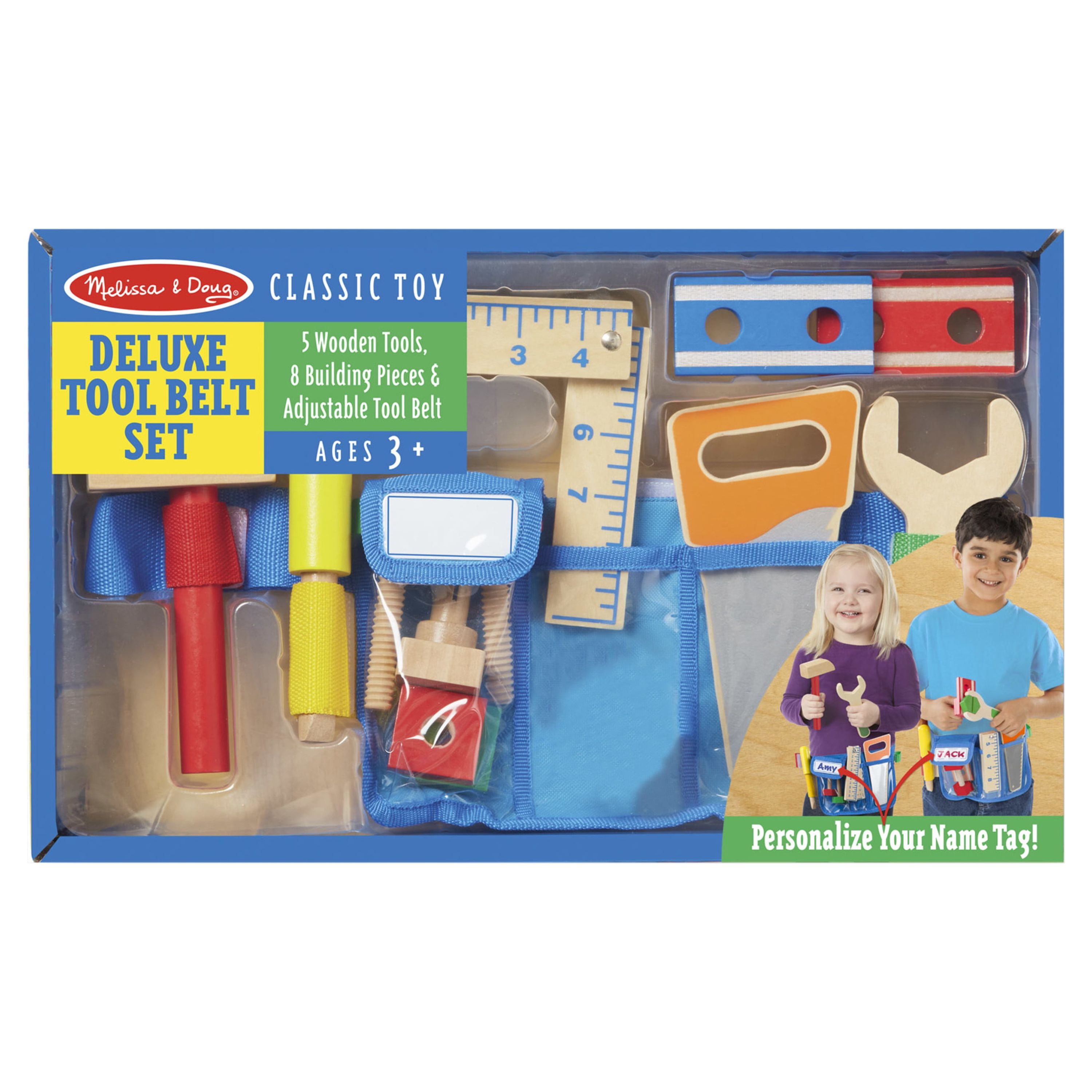 Melissa & Doug Deluxe Tool Belt Set with Wooden Construction Toys (14 Piece Set) y1twz
