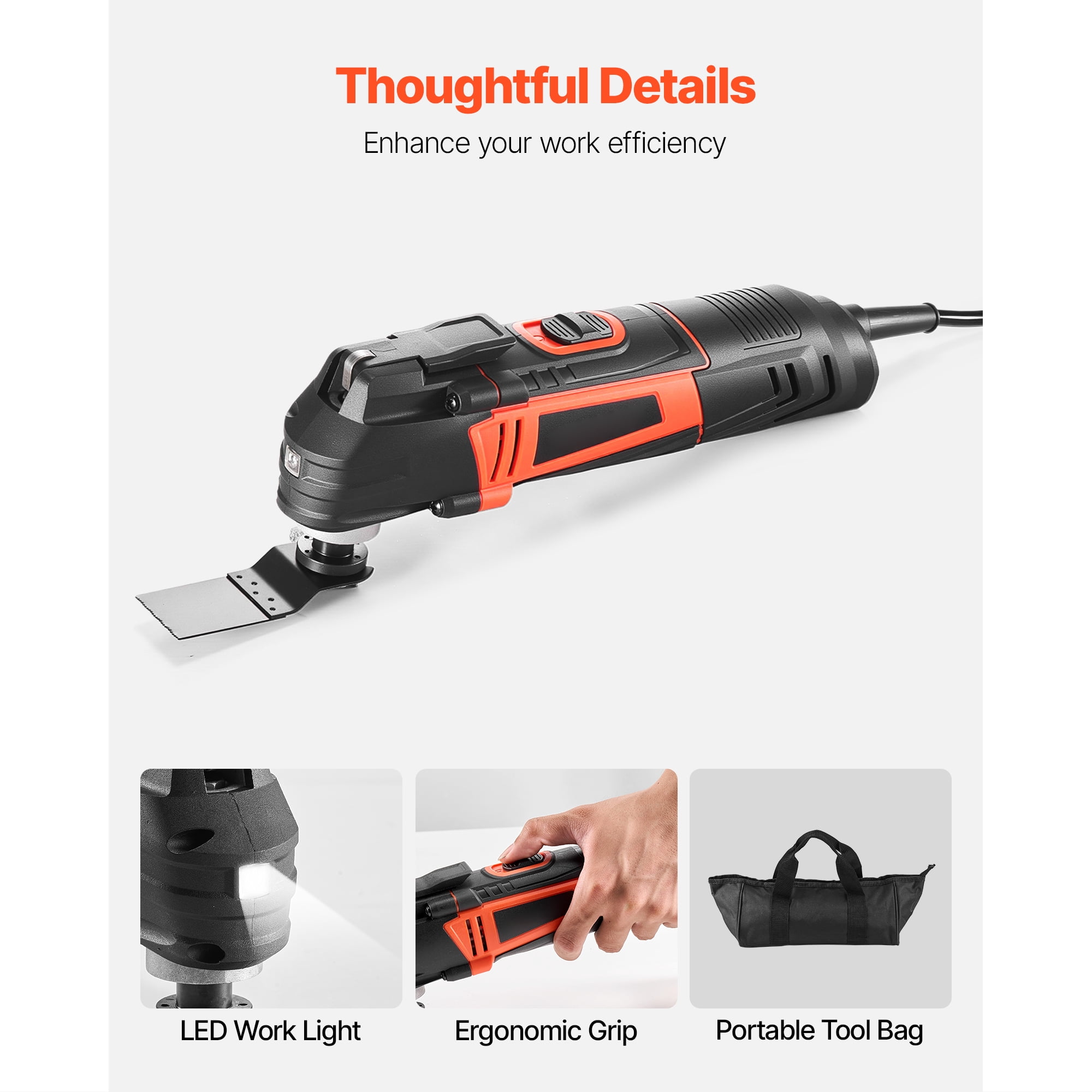 KFFKFF Corded Oscillating Multi-Tool, 3-Amp Variable Speed Power Tool with 13-Piece Accessory Set (Black, 13-Piece) cn0bj