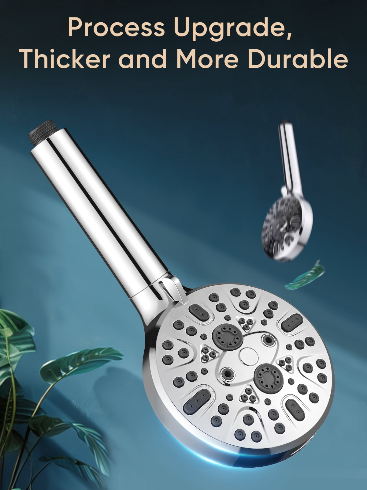 Heemli High Pressure Handheld Shower Head with 9-Spray Modes and Water Filter (Chrome, 1 Unit) r87km