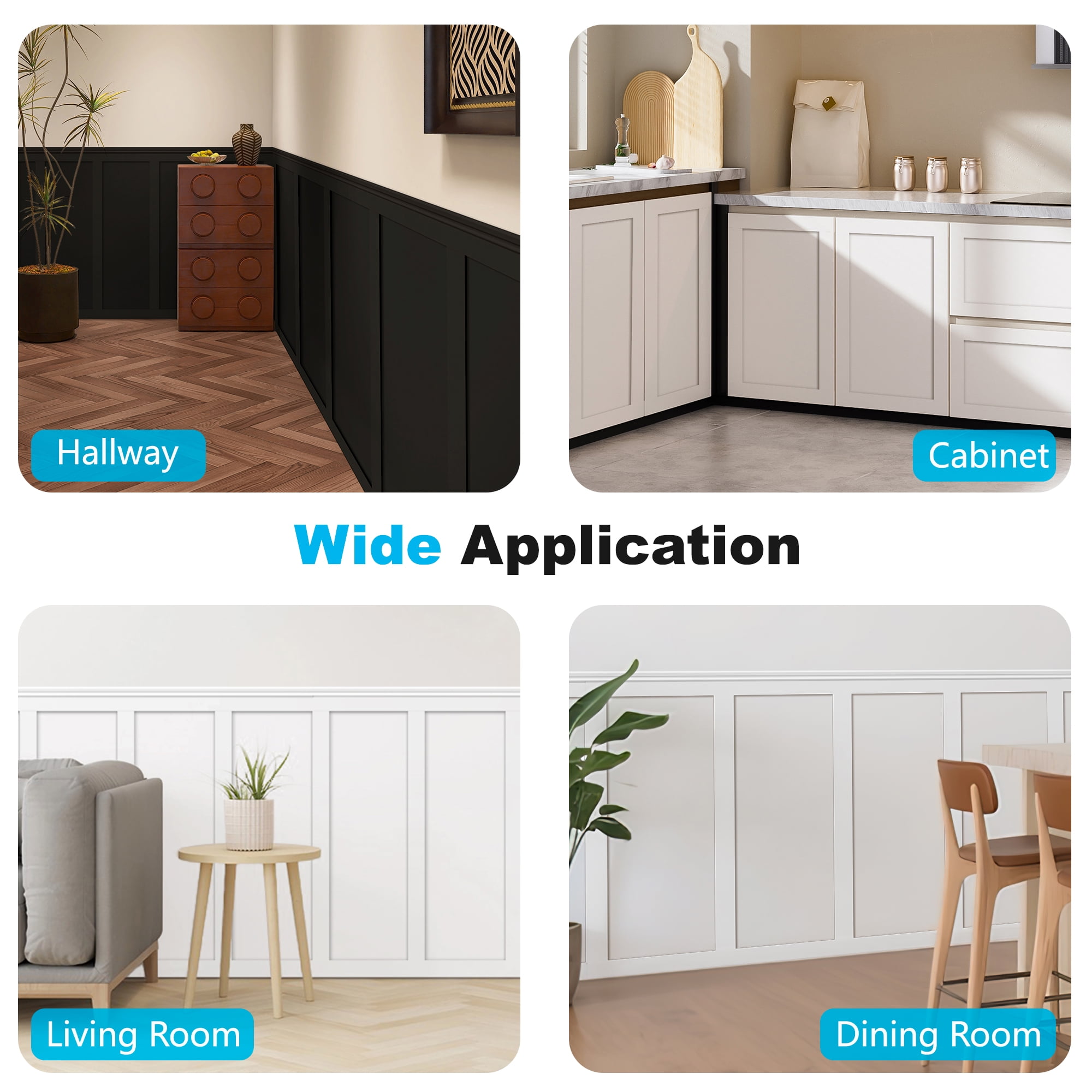 Art3d Paintable Board and Batten Wall Panel Kit, MDF Wainscoting Accent Wall Trim (White, 10-Pack) qb2zs