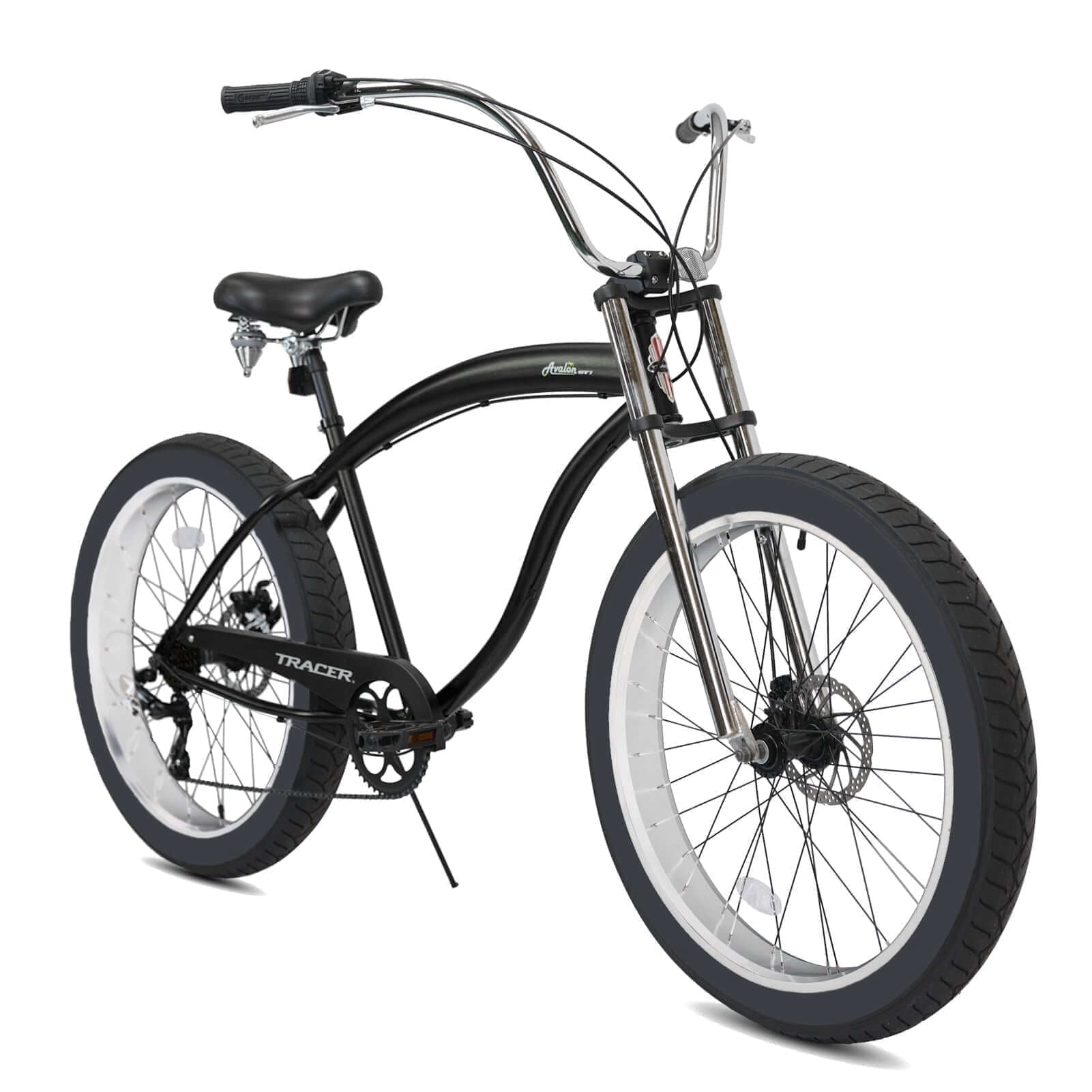 Tracer Bikes Avalon GT7 Beach Cruiser Bike, 7-Speed, Disc Brakes, Fat Tires (Matte Black, 29 in) 04rdn
