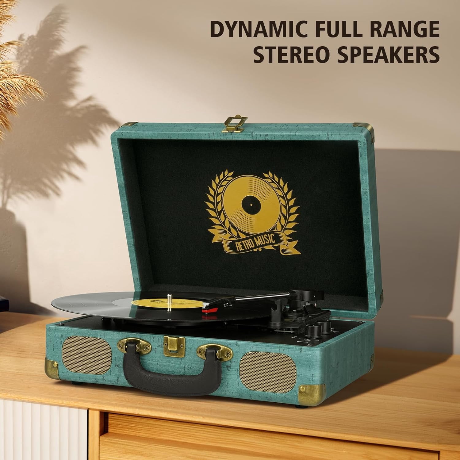 DIGITNOW Vinyl Record Player Bluetooth Turntable (Blue, 3-Speed Portable Suitcase) al1va