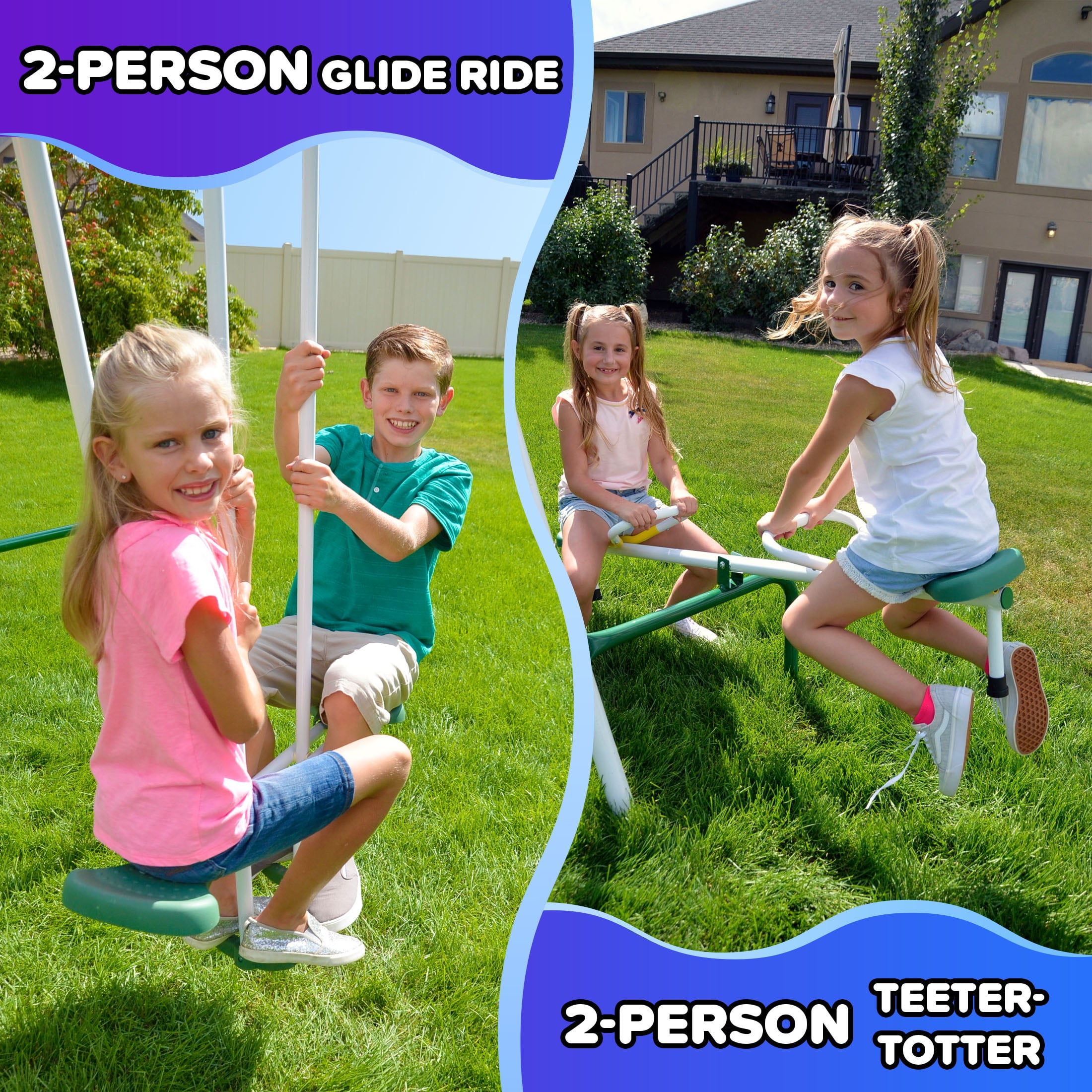 Sportspower Live Oak Metal Swing Set with 6 ft Double Wall Slide and Anchor Kit (Green) gtmnd