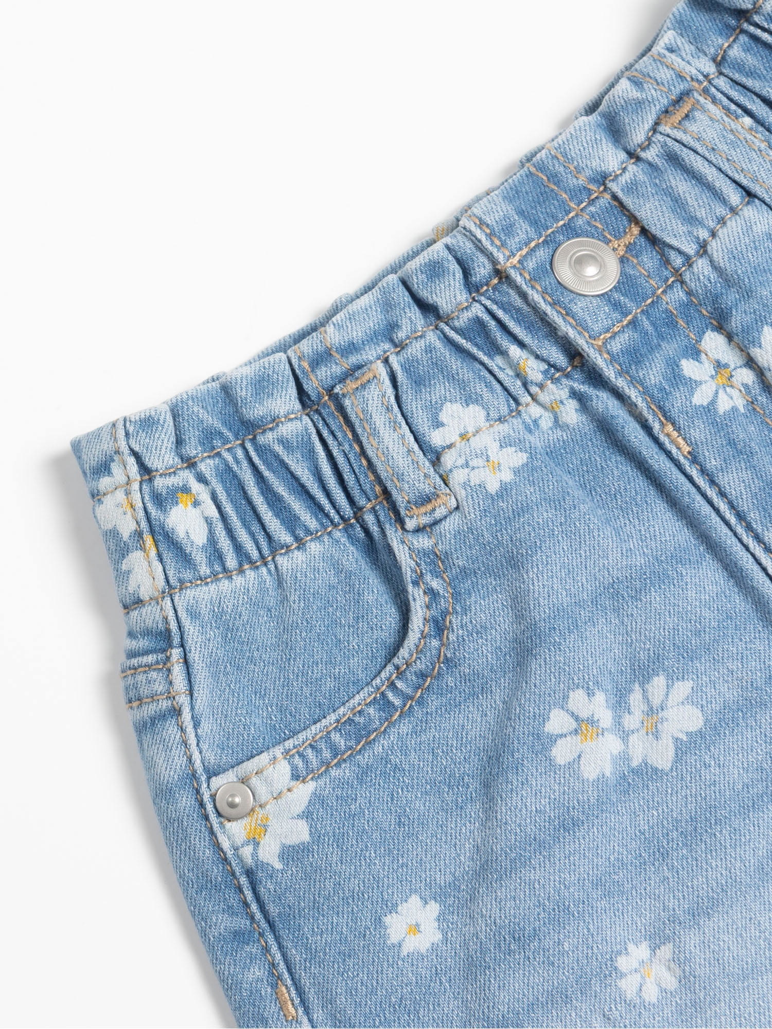 Wonder Nation Toddler Girl Denim Shorts Paperbag Waist Stretch Casual Bottoms (12 Months - 5T) lbw8m
