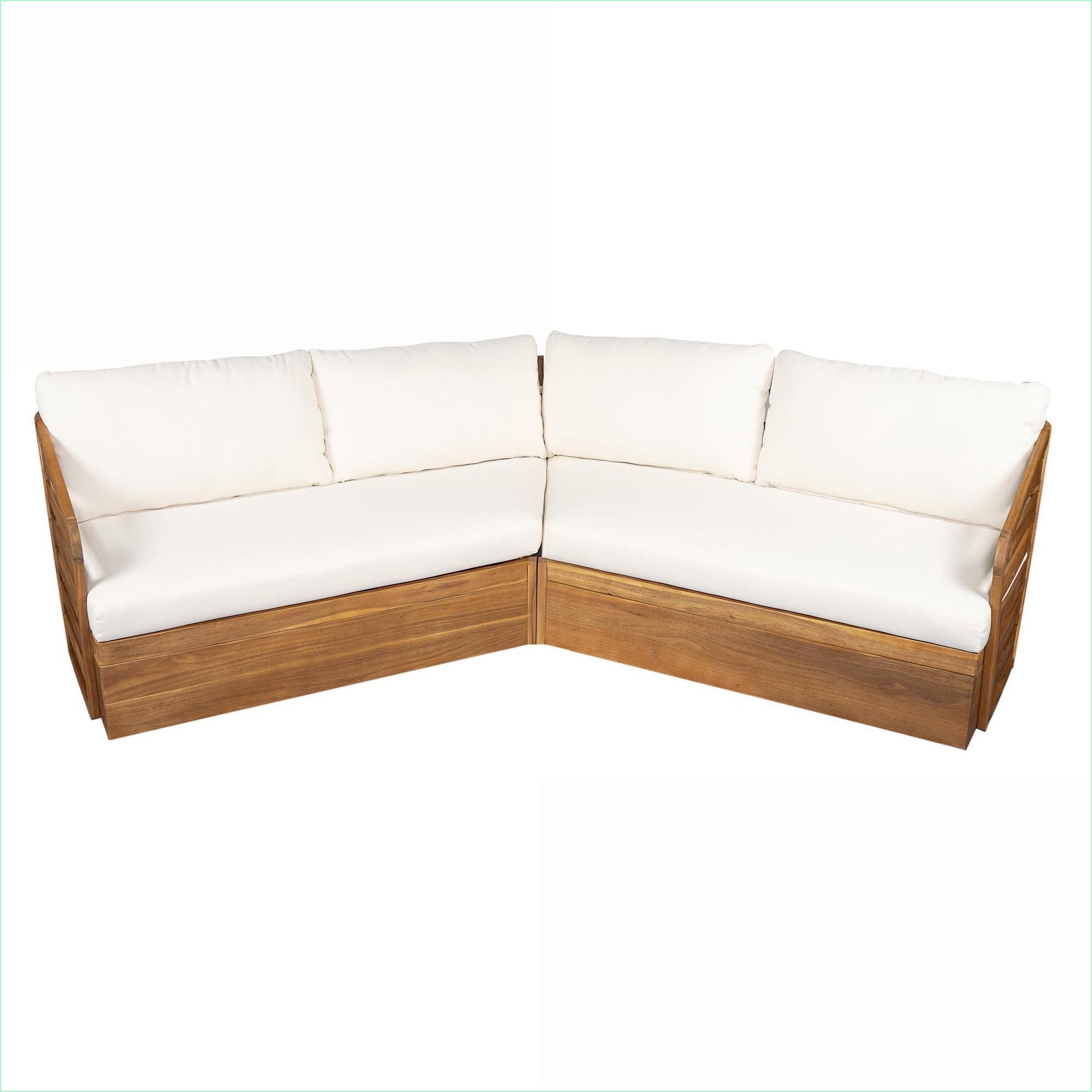 Naturefalls Outdoor Sectional Sofa, 2-Piece Patio Seating Set with Acacia Wood Frame (Beige, 2-Piece Set) nzhsa