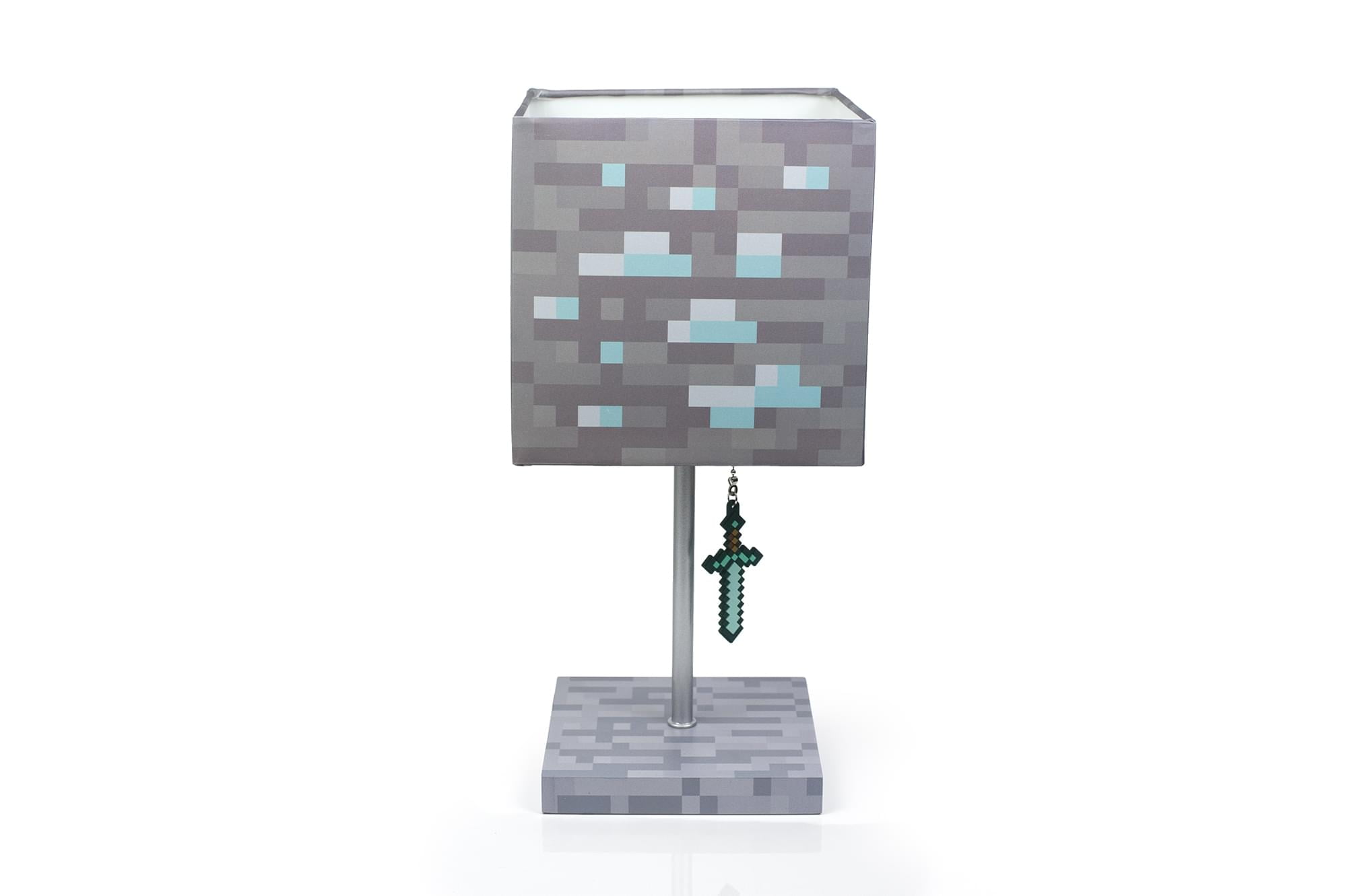 Minecraft Diamond Ore LED Desk Lamp with 3D Diamond Sword Pull (14 in) zo6ev