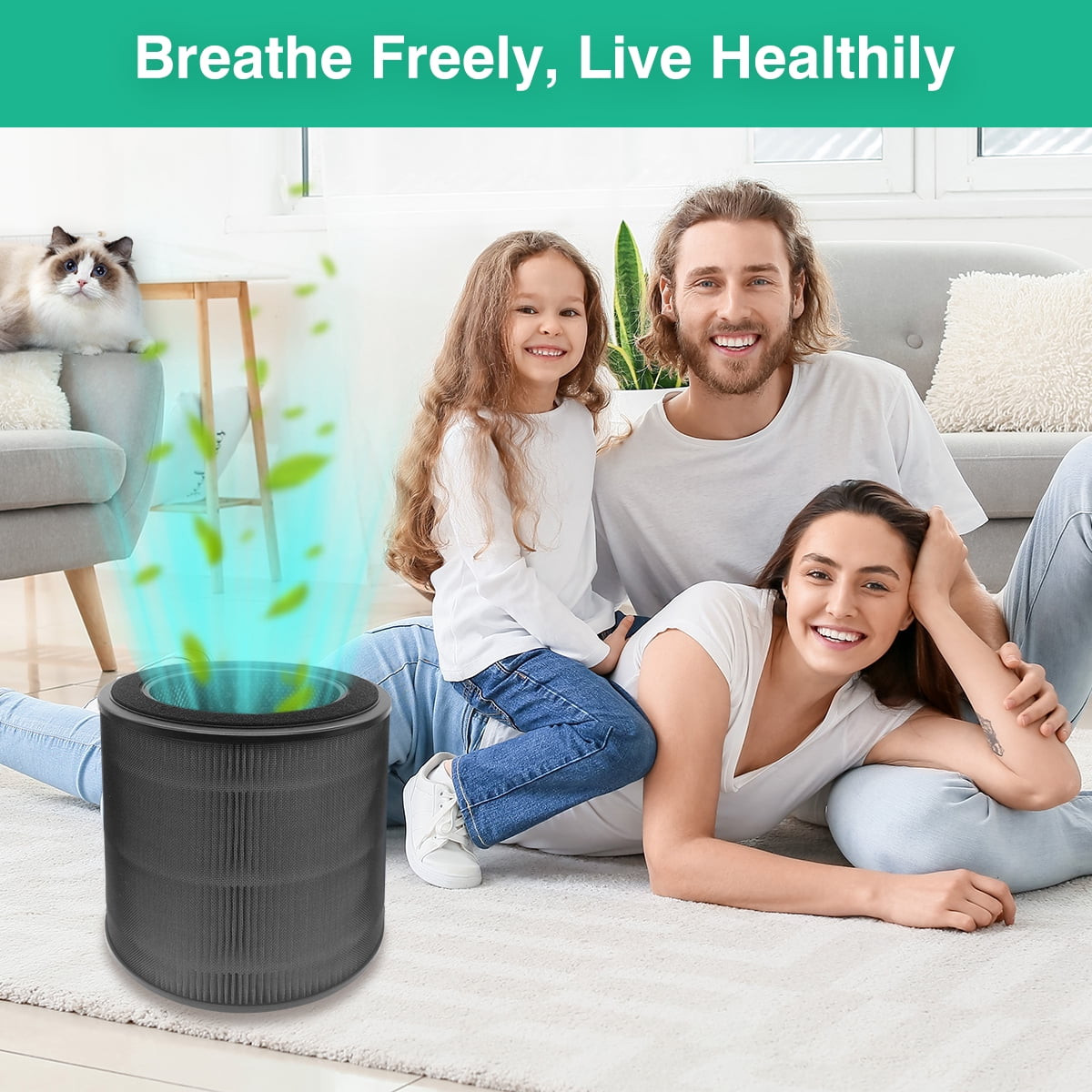 Home Times Replacement Filters for Dreo Air Purifier DR-HAP005S, True H13 HEPA Filtration (Black, 2 Pack) hiq8n