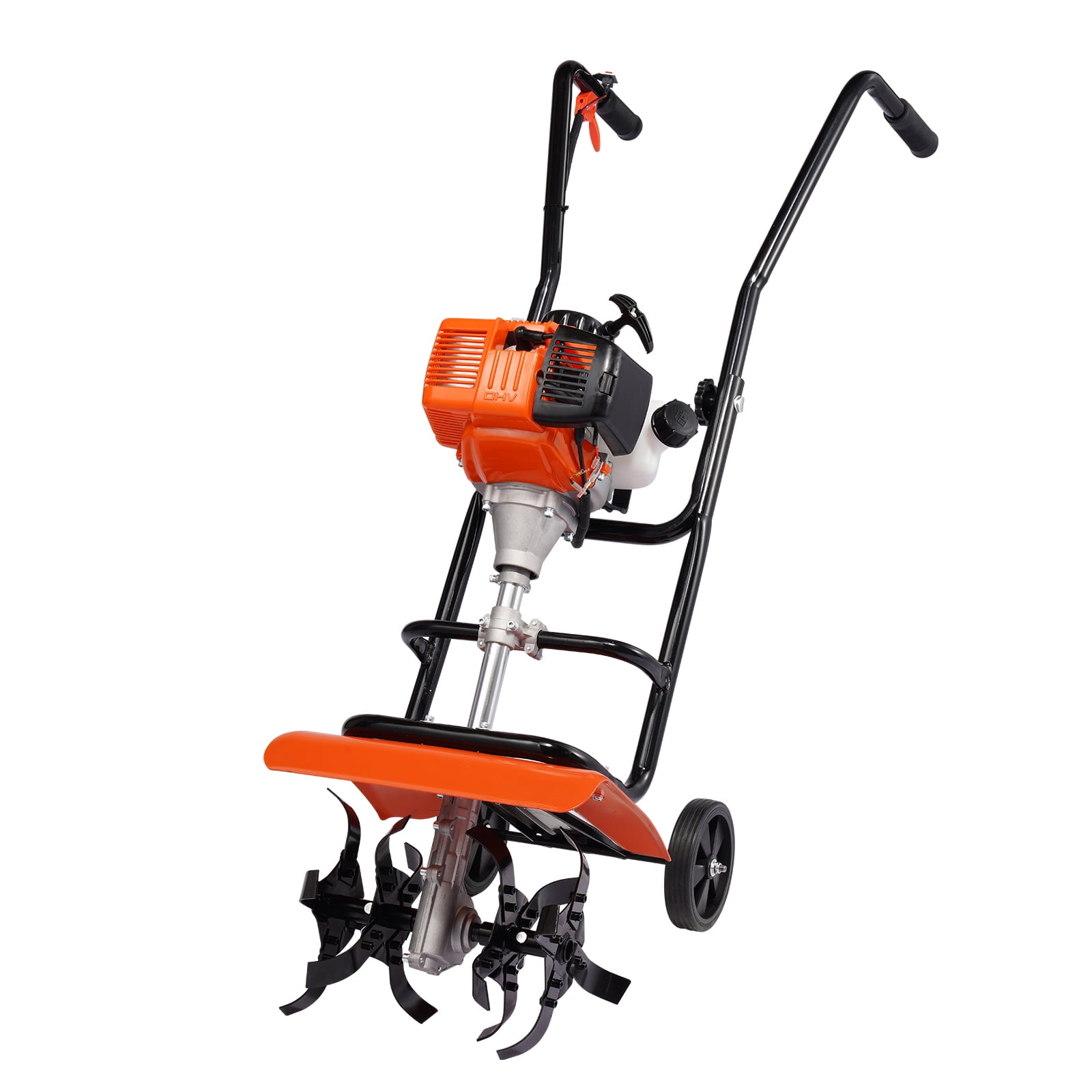 KFFKFF 31CC 4-Stroke Gas Garden Tiller, Adjustable 4-Tine Cultivator for Lawn and Soil (13.38 in Width) wqeep