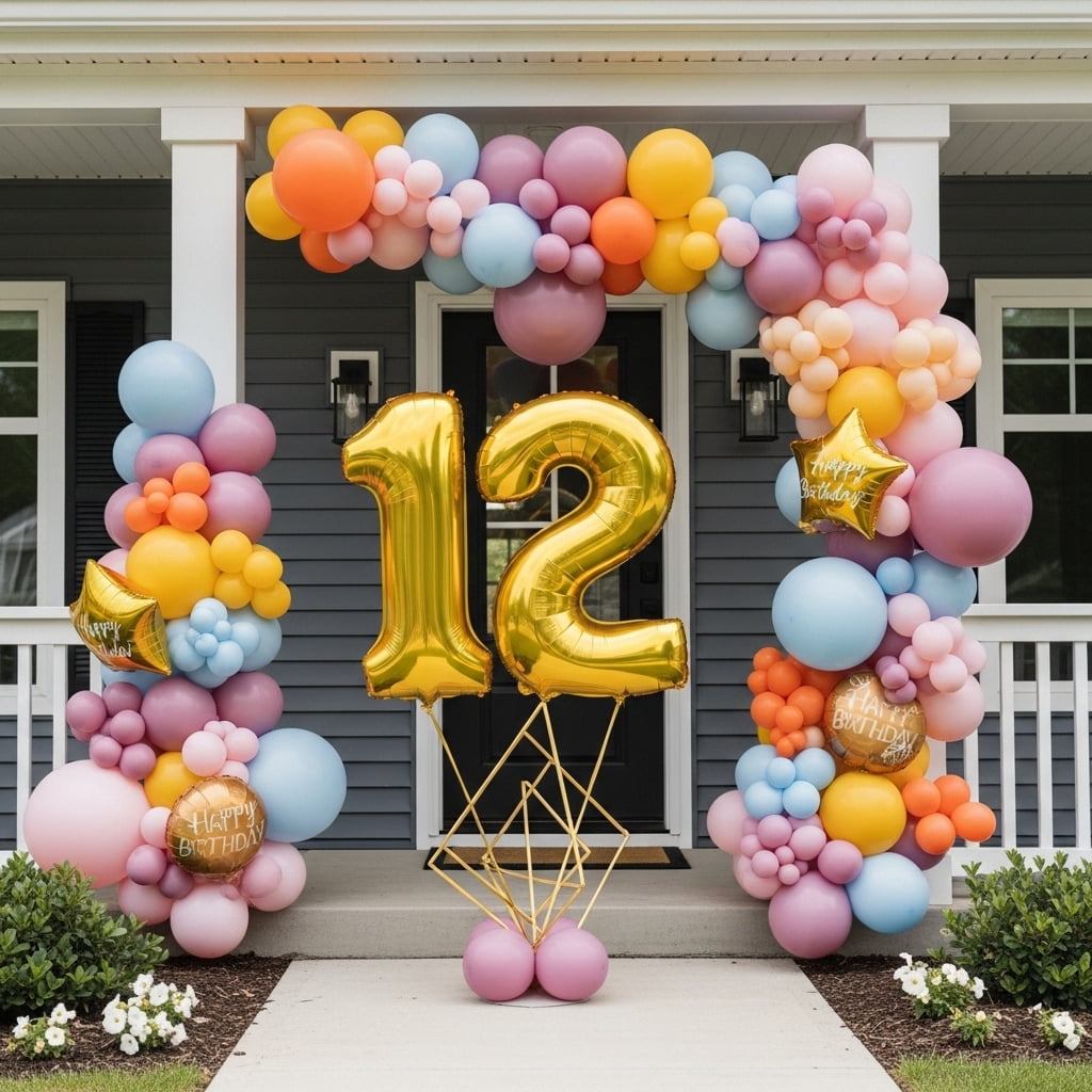 PARTY BALLOONS DELIVERY Gold Number 12 Mylar Foil Balloon (Gold, 40 in) odown