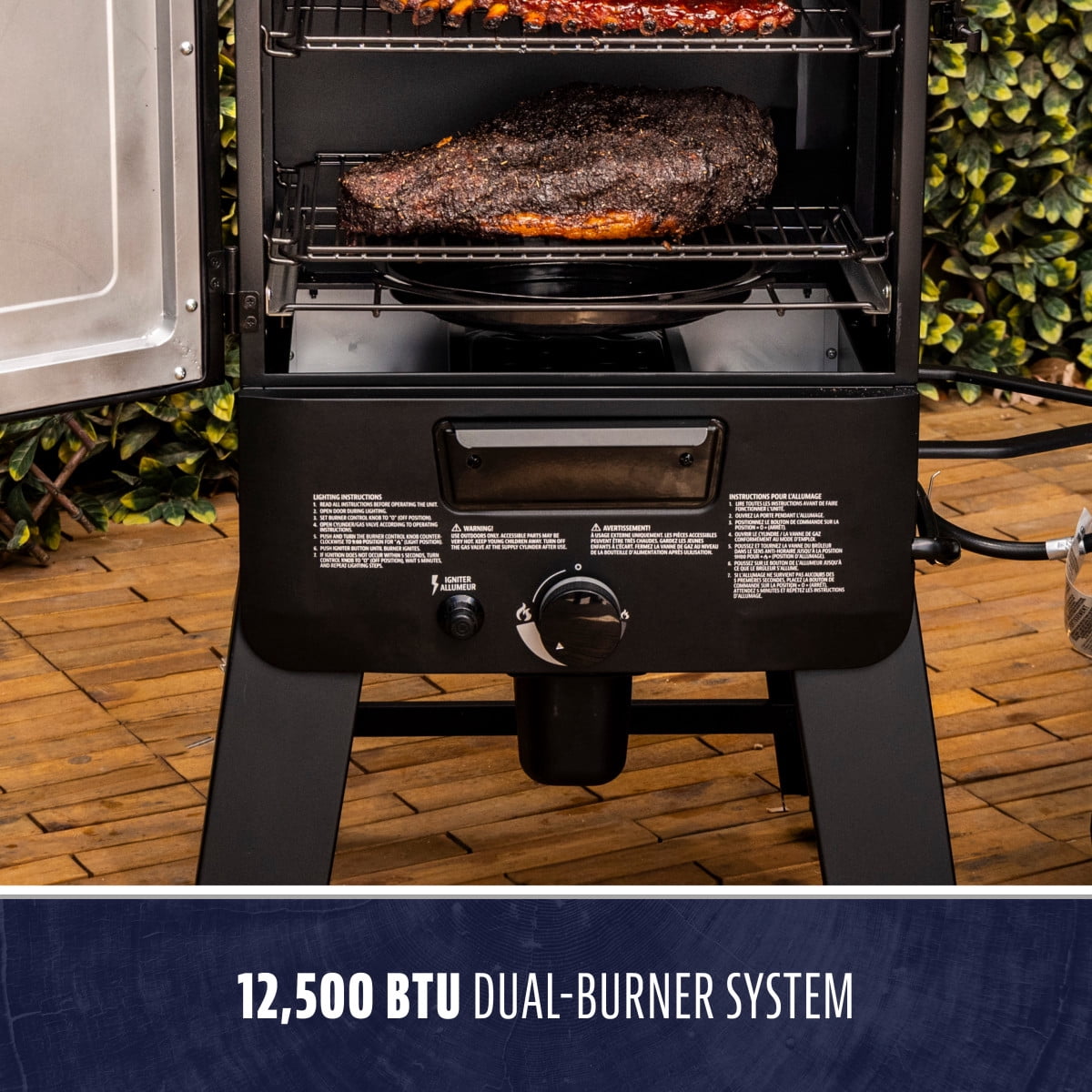 Pit Boss 30 in Gas Vertical Smoker with 983 sq in Cooking Surface (Black, 30 in) iym9h