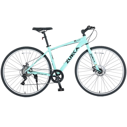 Aezusy 7-Speed Hybrid Road Bike, Lightweight Aluminum Alloy Frame, 700C Wheels (Green, Fits Riders 5'3"-5'8") 8m90f