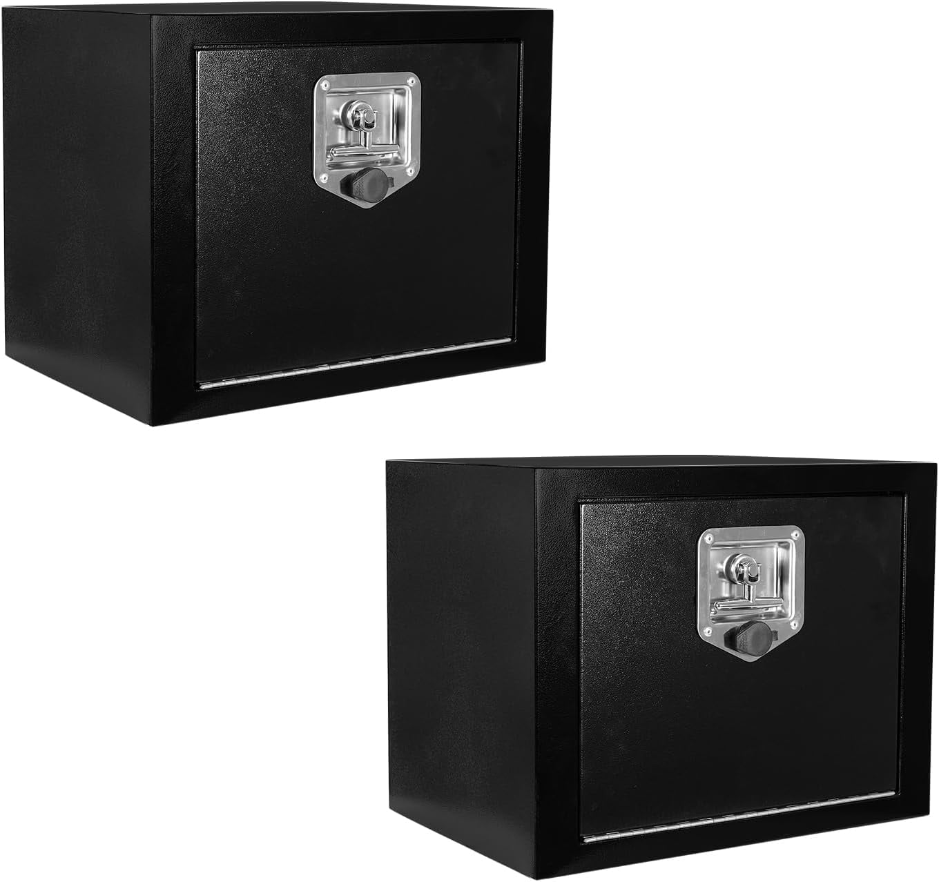 Vigorighter Heavy Duty Steel Underbody Truck Tool Box, Waterproof Storage Organizer with T-Handle Lock (Black, 18 in x 12 in x 14 in, Pack of 2) lpufr