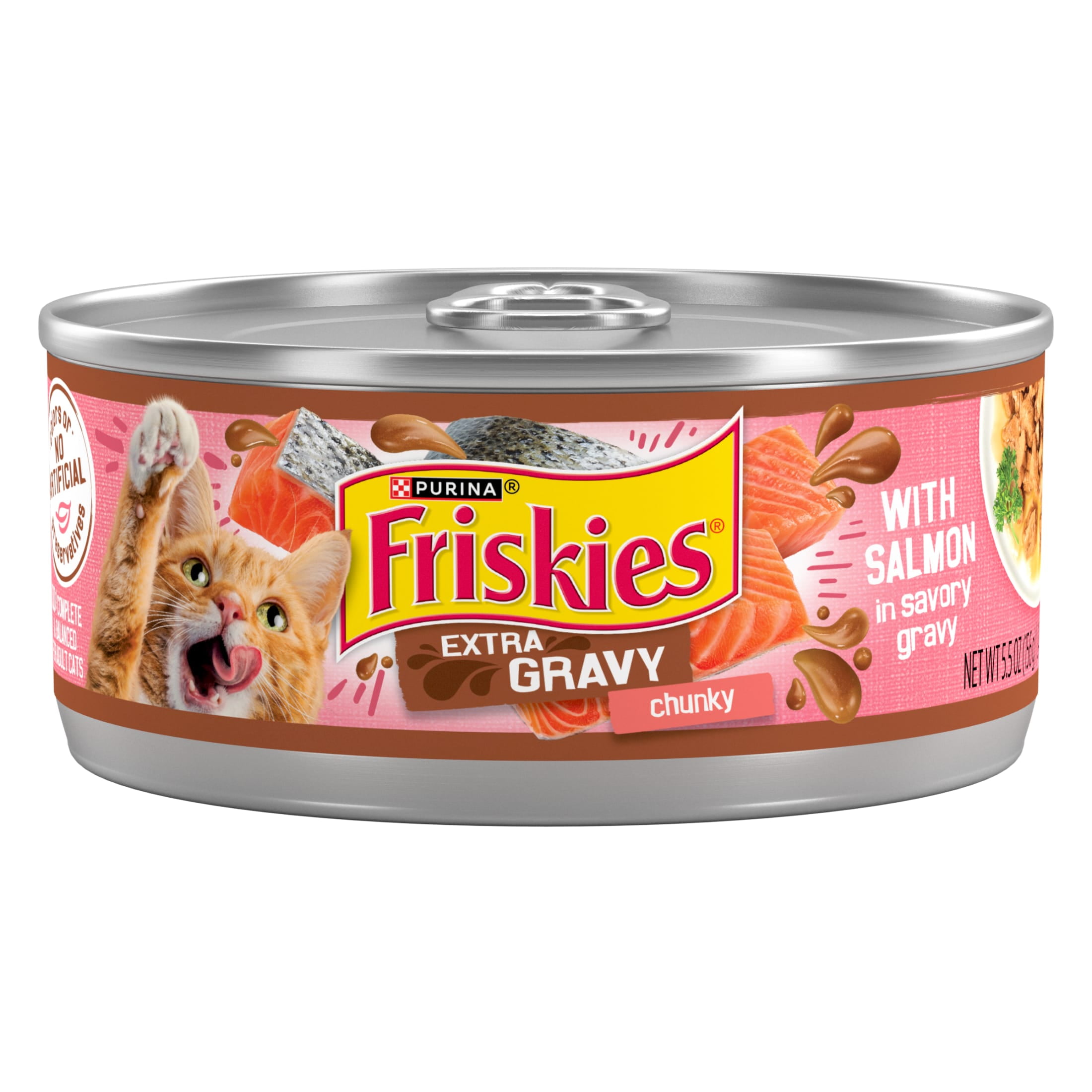 Friskies Extra Gravy Chunky Salmon Wet Cat Food (Salmon, 5.5 oz) fll9e