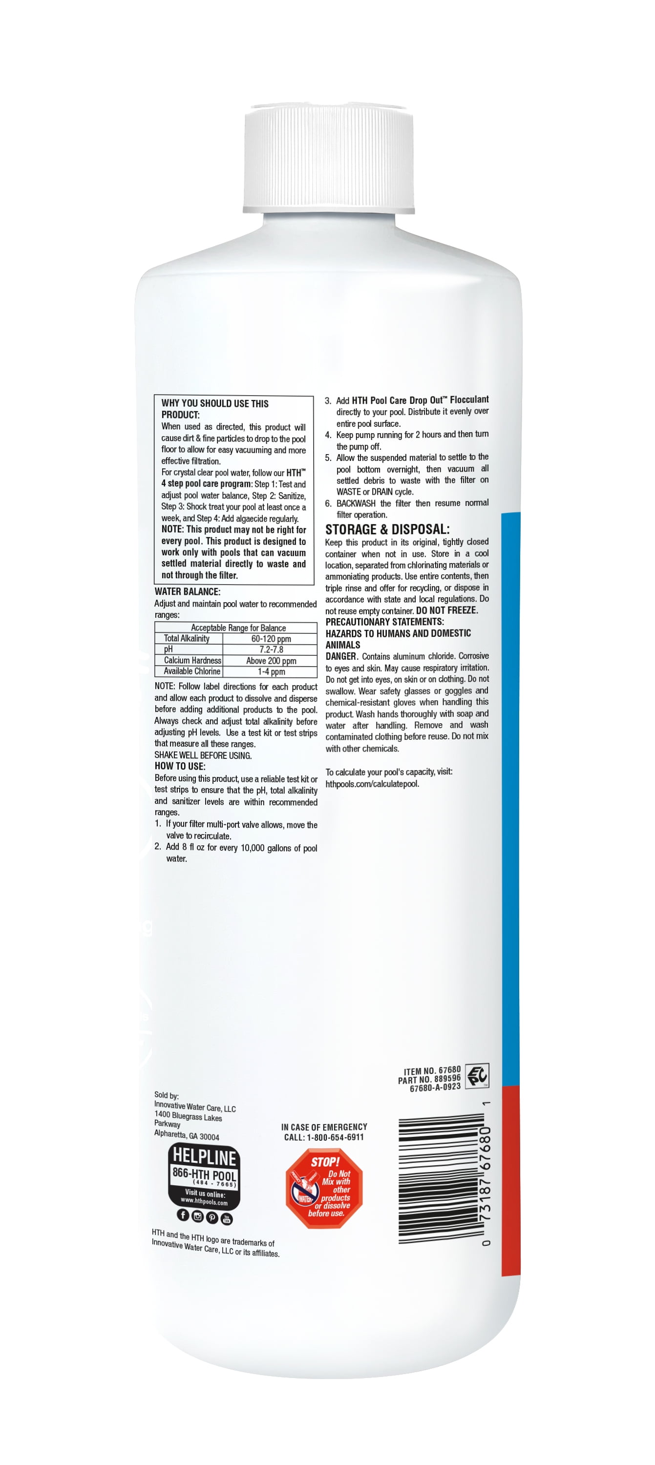 HTH Drop Out Flocculant Pool Clarifier (Clear, 28 oz) zq8if
