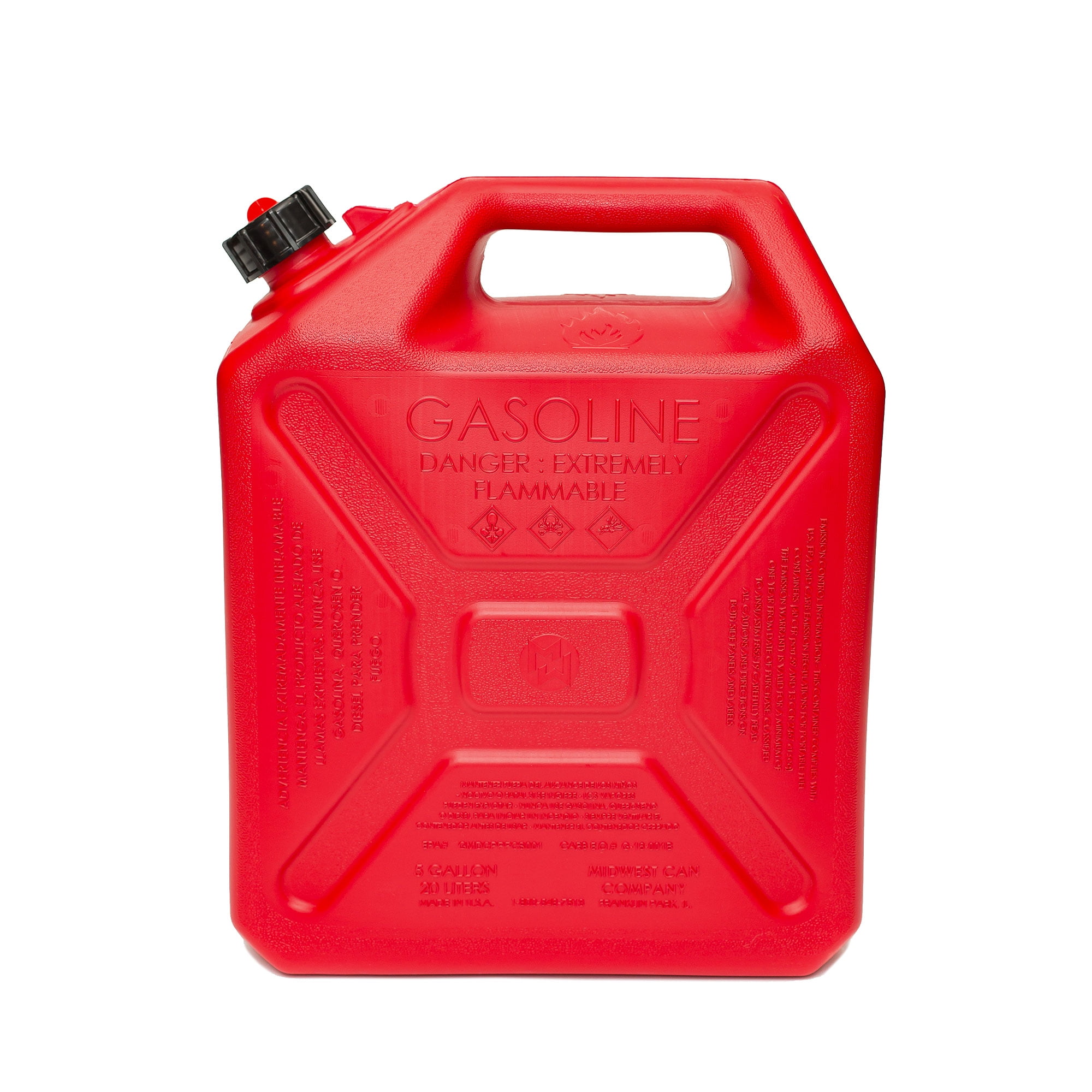Midwest Can 5110 Military Style Gasoline Fuel Container (Red, 5 gal) z4mvl