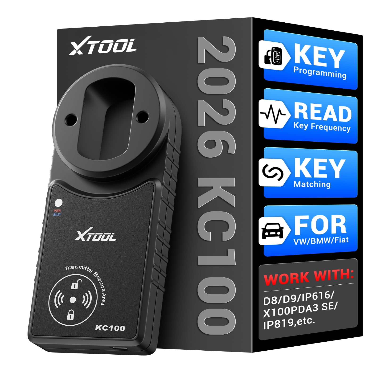 XTOOL KC100 Automotive Key Fob Programmer Adapter for Toyota Lexus VW BMW (Black) dq3wg