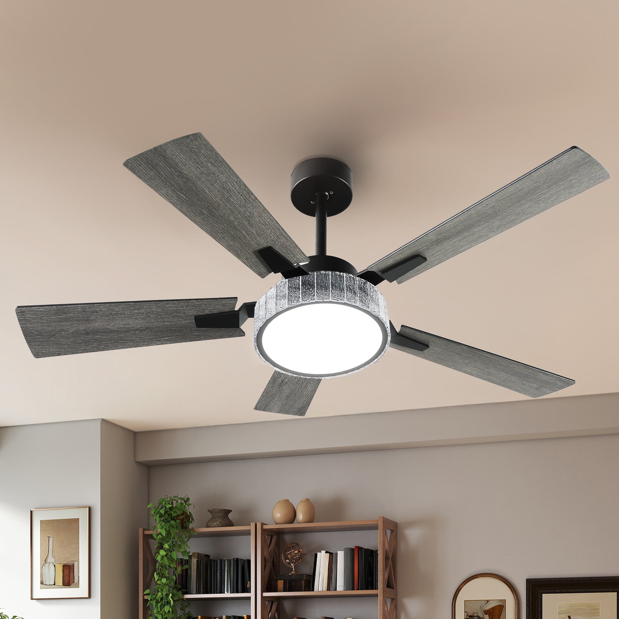 Uforic Farmhouse Ceiling Fan with Lights, Smart Chandelier Fan with Remote & App Control (Black, 52 in) bqaak