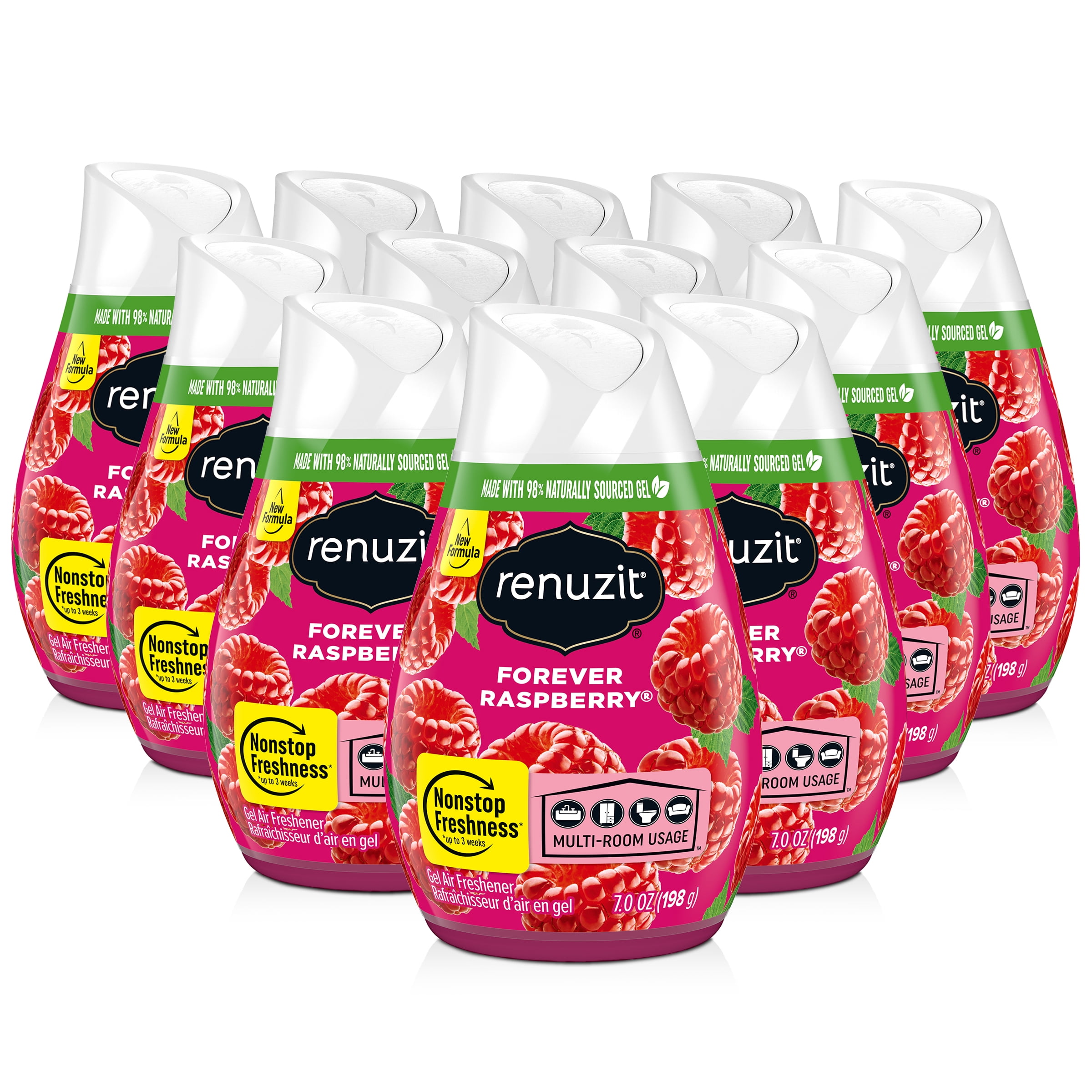 Renuzit Adjustable Solid Gel Air Freshener, Forever Raspberry Scent, Long-Lasting Odor Neutralizer (12 Pack, 7 oz Each) xa0ve