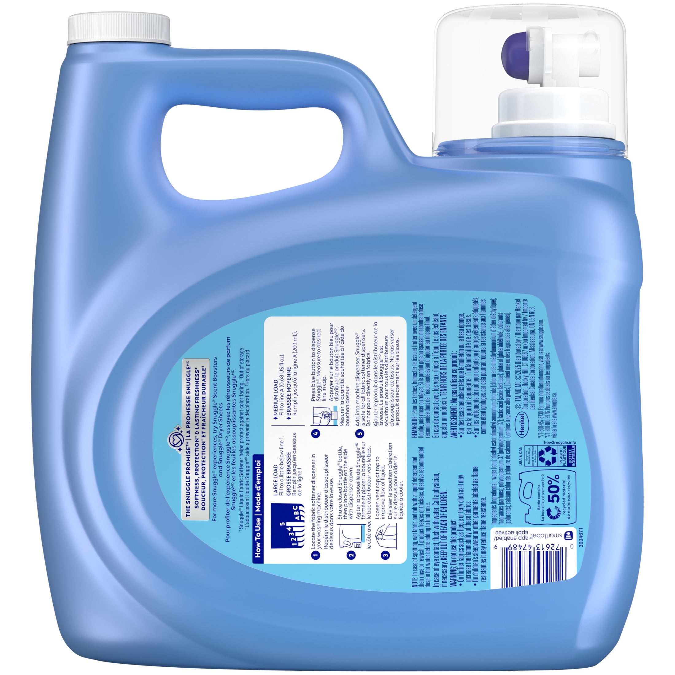 Snuggle Liquid Fabric Softener, Cuddle-Up Fresh Scent, Long-Lasting Softness (Blue, 123.1 oz) vju85