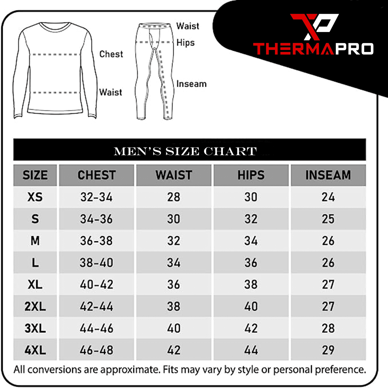Therma Pro Mens Fleece Lined Thermal Underwear Set, Long Johns Base Layer (Black, Medium) lxii2
