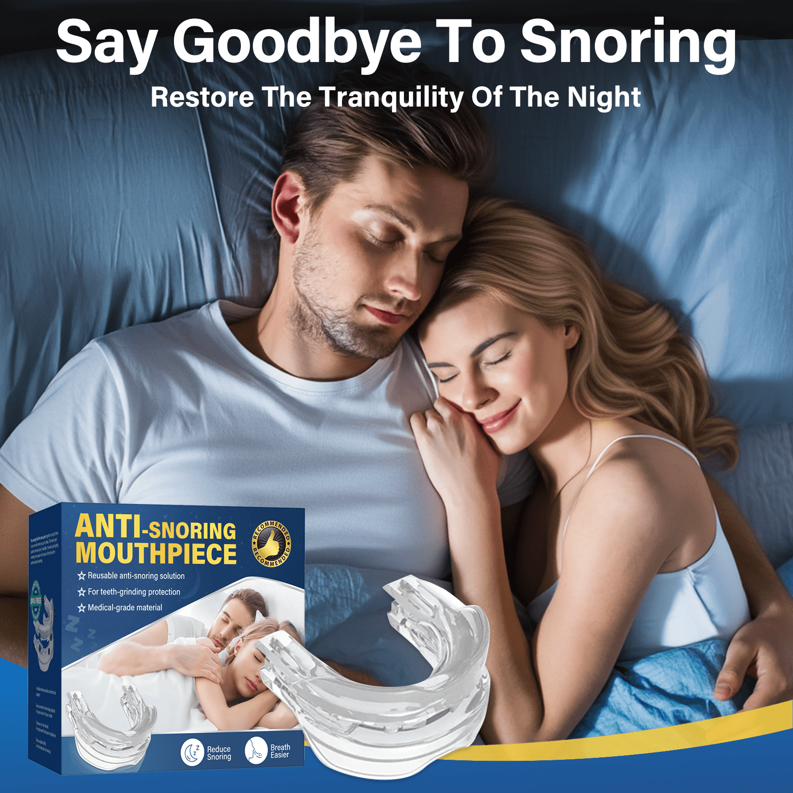 CiYouc Anti-Snore Mouthpiece, Adjustable Sleep Aid Mouth Guard for Snoring Relief (White, One Size) upx2x