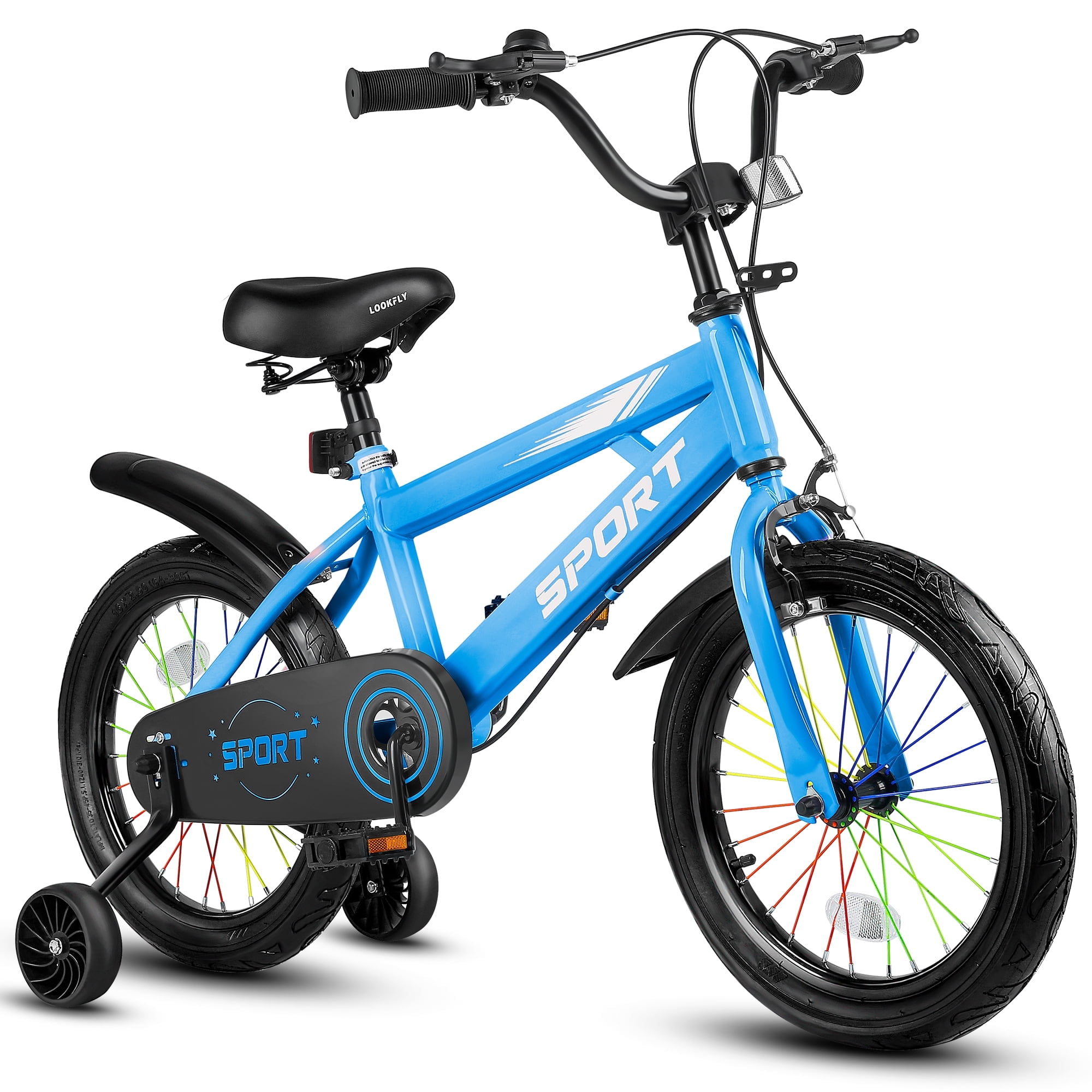 Lookfly 14-inch Kids Bike with Removable Training Wheels and Steel Frame (Blue, 14 in) oyaju