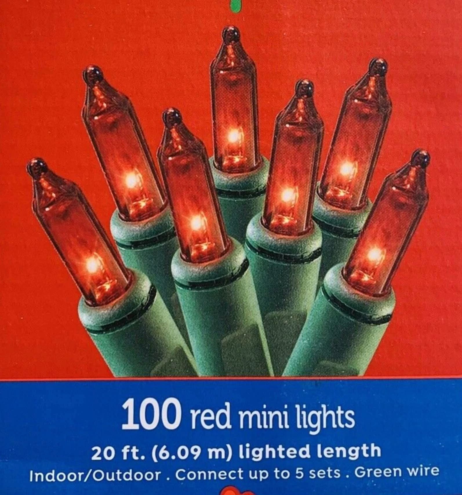 Knack Mini String Lights Incandescent Holiday Decor (Red, 20 ft, 100 Count) 6zgw1