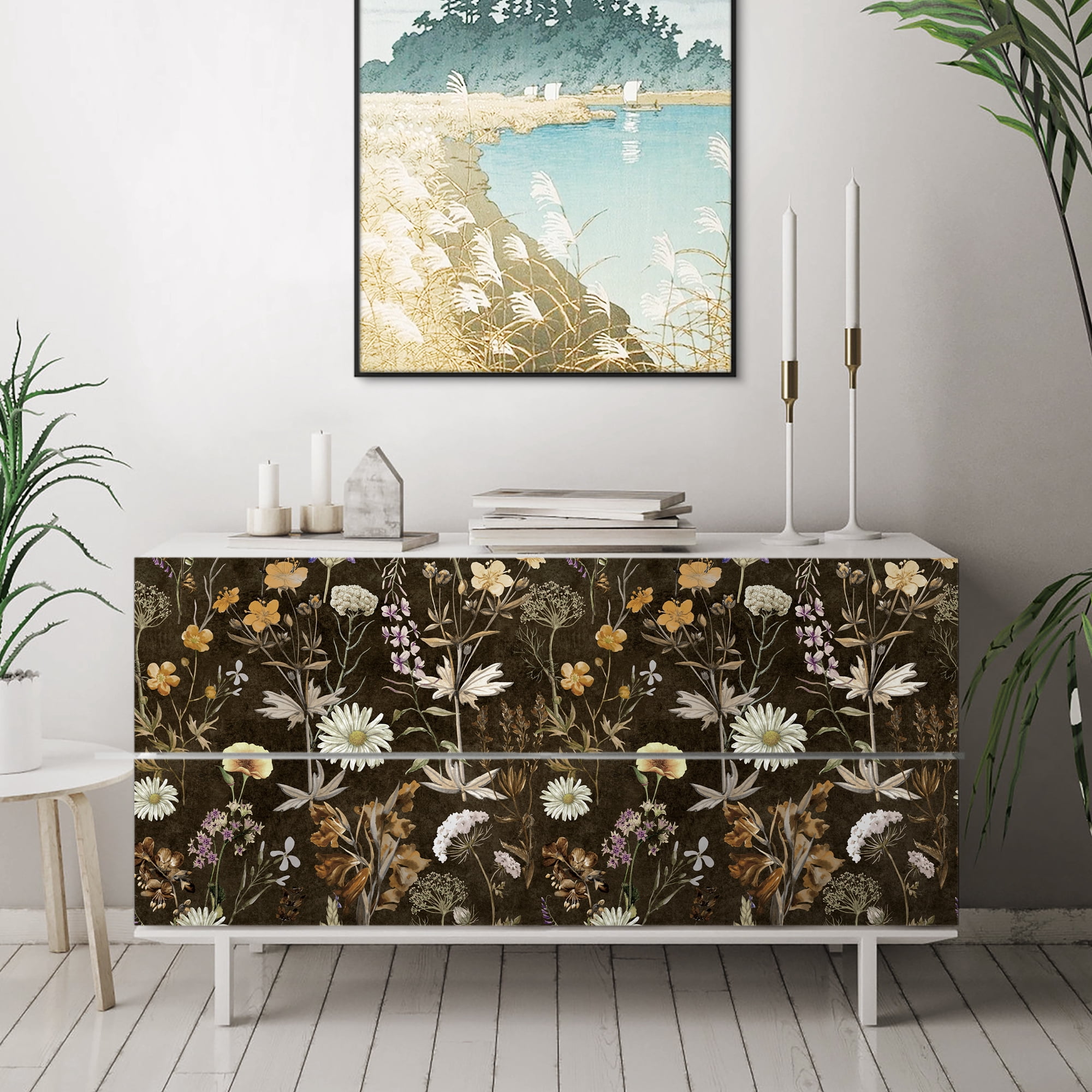 UMIGGEE Floral Retro Peel and Stick Wallpaper, Removable Self-Adhesive Wall Covering for Furniture and Home Decor (Multi-color, 17.3-in x 118-in) zqkdc