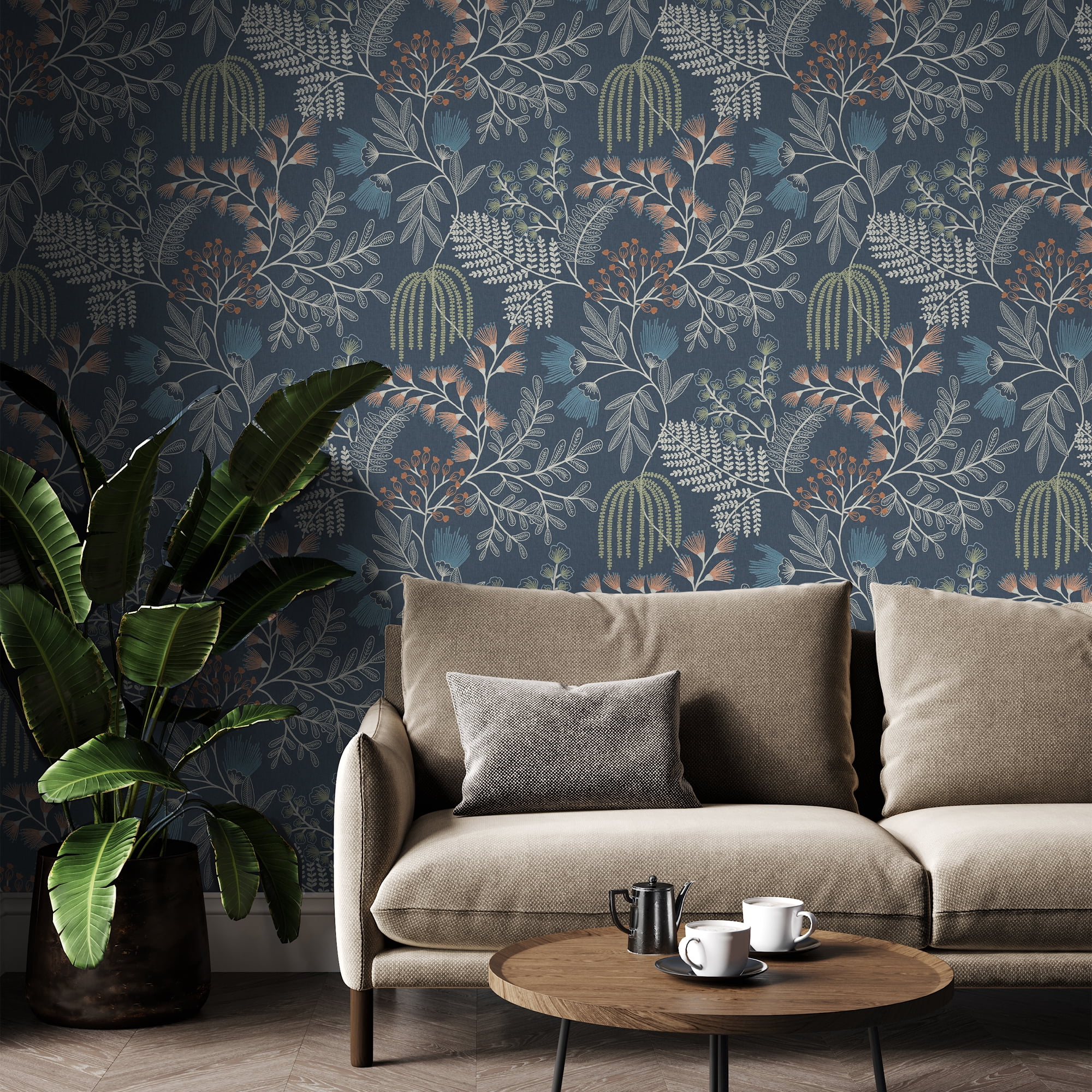 Superfresco Easy Richmond Navy Wallpaper (Navy, 20.5 in x 33 ft) 41sfl