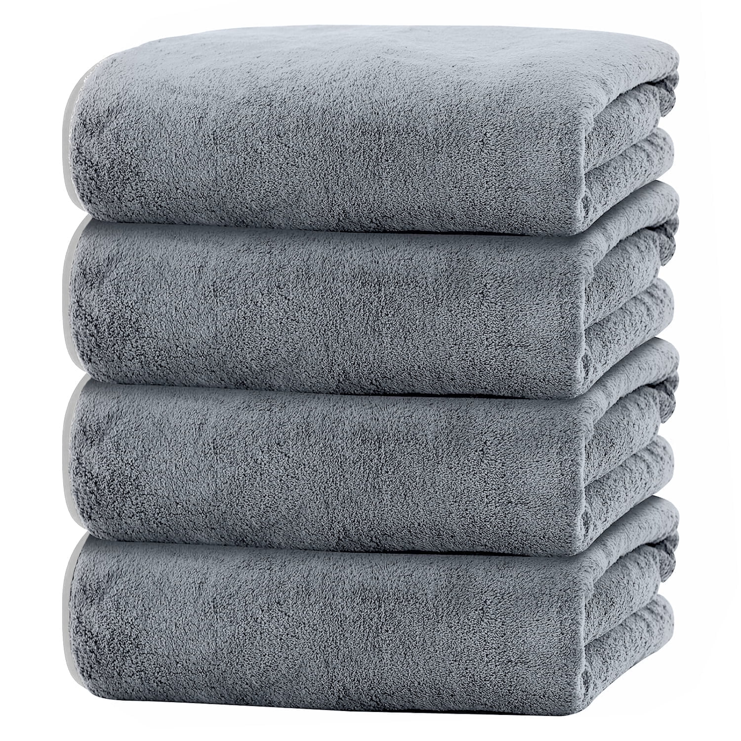 Cshidworld Bath Towels Set of 4, Highly Absorbent Quick-Dry Microfiber Bath Sheets (Grey, 28 in x 55 in) tfh7m