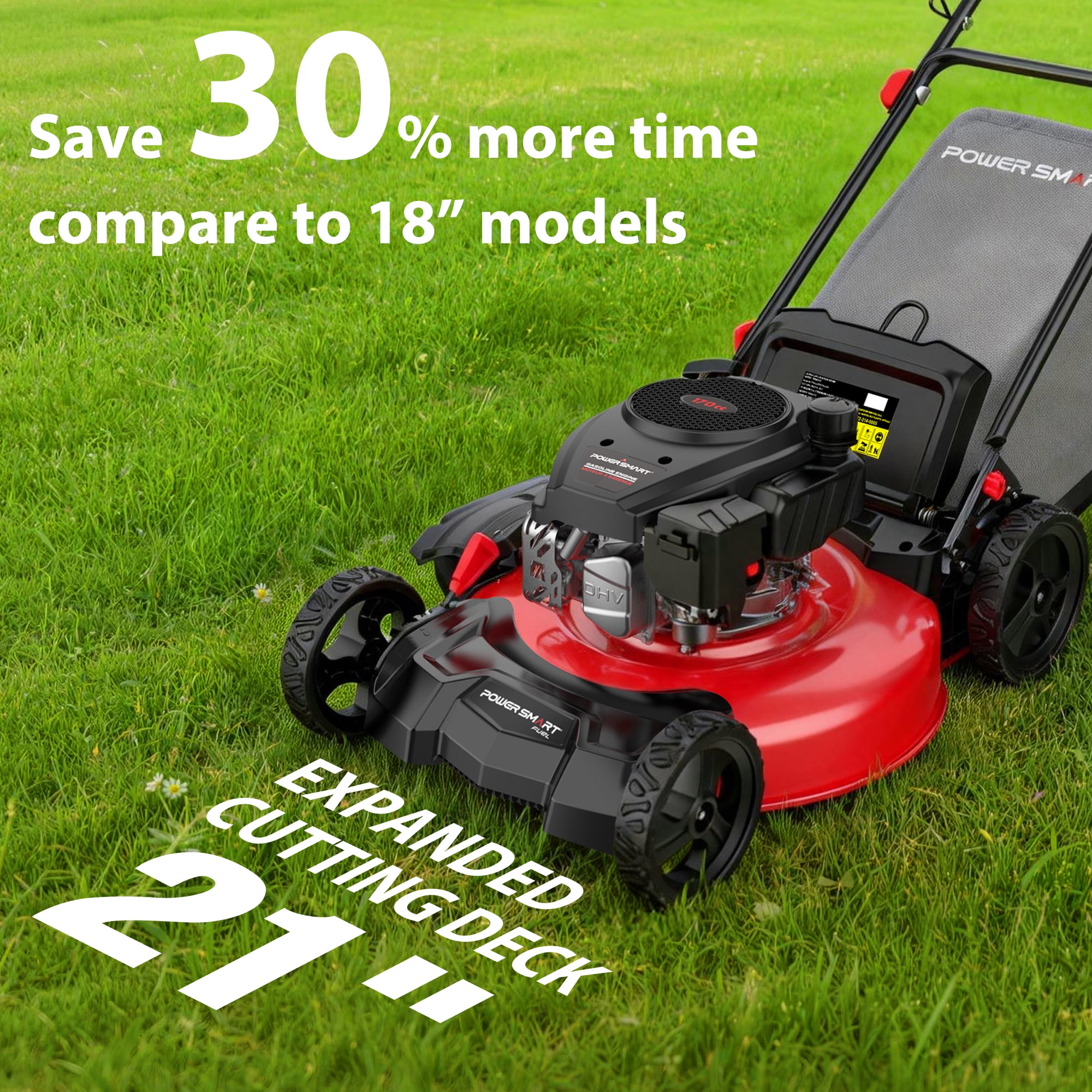 PowerSmart 170cc Gas Self-Propelled Lawn Mower (21 in, 3-in-1 Cutting System) 4pk96
