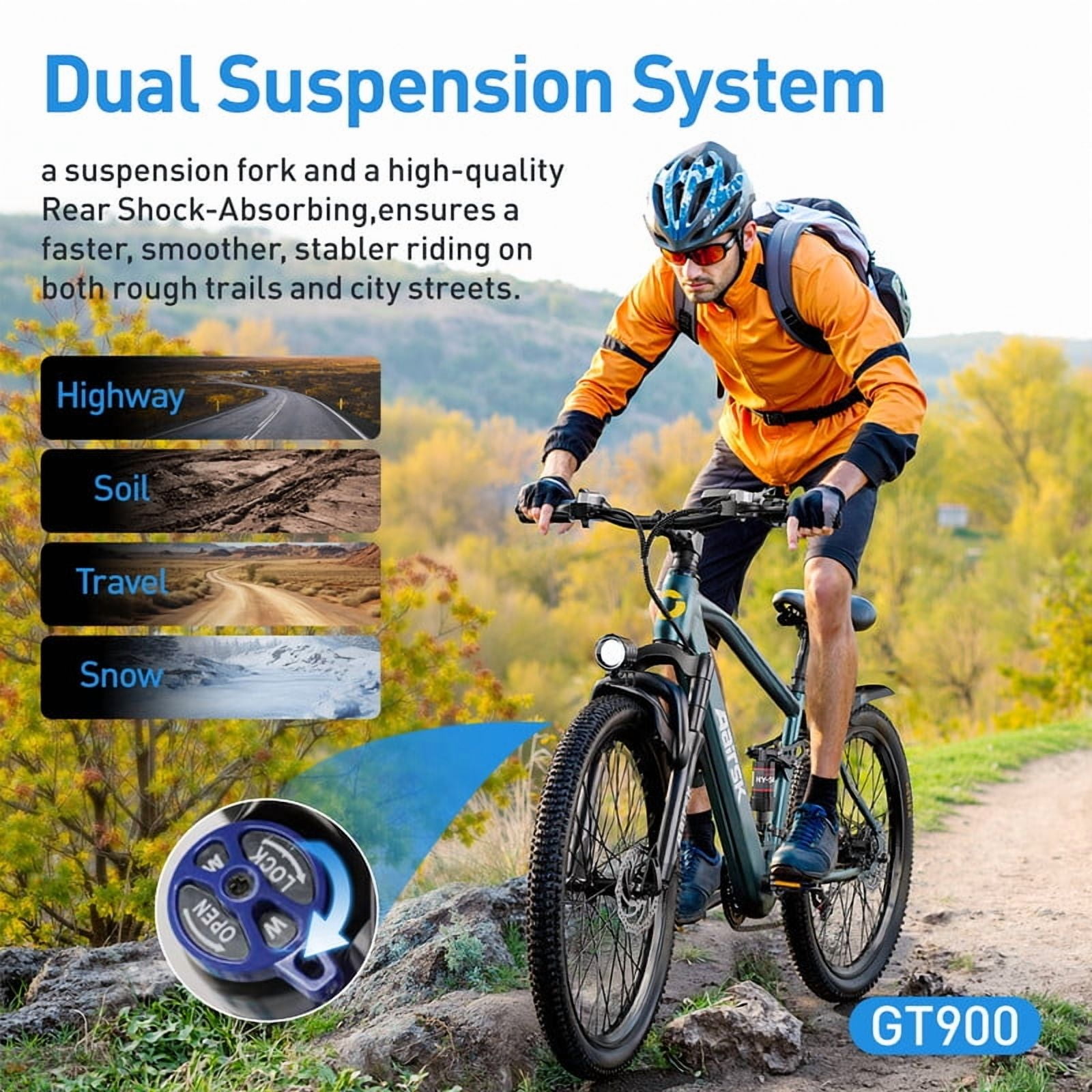 Dcmisas GT900 Electric Bike 400W Motor 21-Speed Shimano with NFC (Blue, 24 in) w4ata