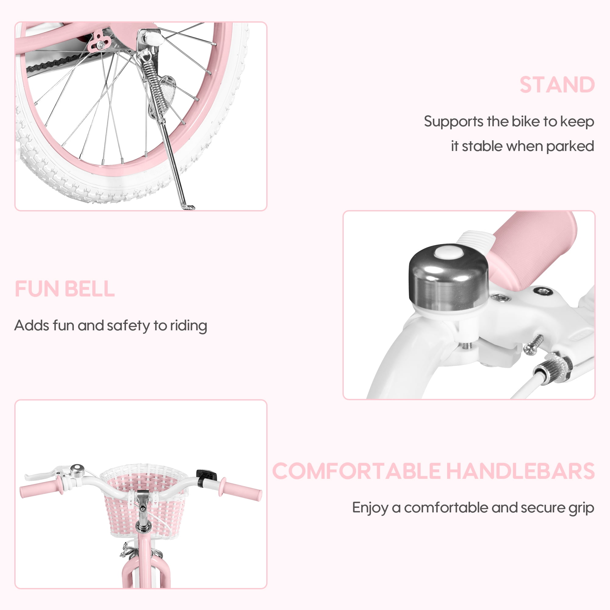 Bstjewey 20 Inch Kids Bike for Girls, Durable Carbon Steel Frame with Basket and Adjustable Seat (Pink, 20 in) ady9s