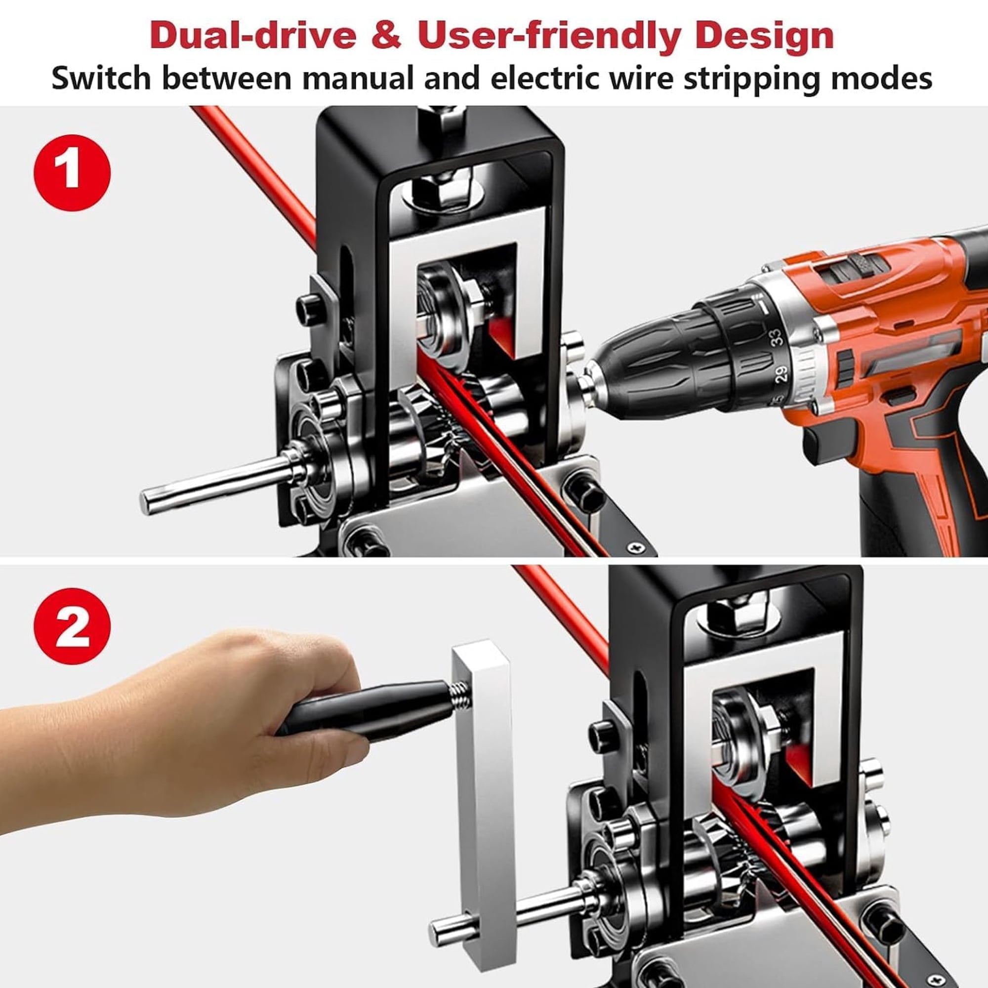 JAMCORAX Manual Wire Stripping Machine, Drill Powered Copper Cable Peeler Tool (0.06 in to 1 in) du764