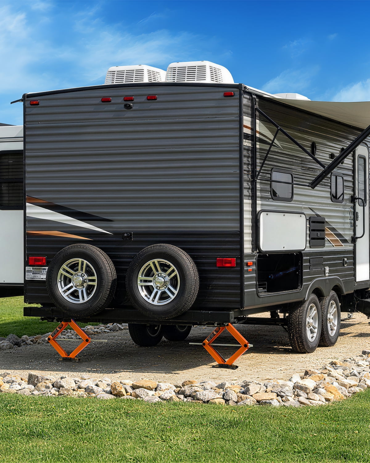 Kohree RV Scissor Jacks Heavy Duty Stabilizer Leveling Kit (Orange, 2-Pack, 8000 lb, 4-24 in Adjustable Height) lp7hc