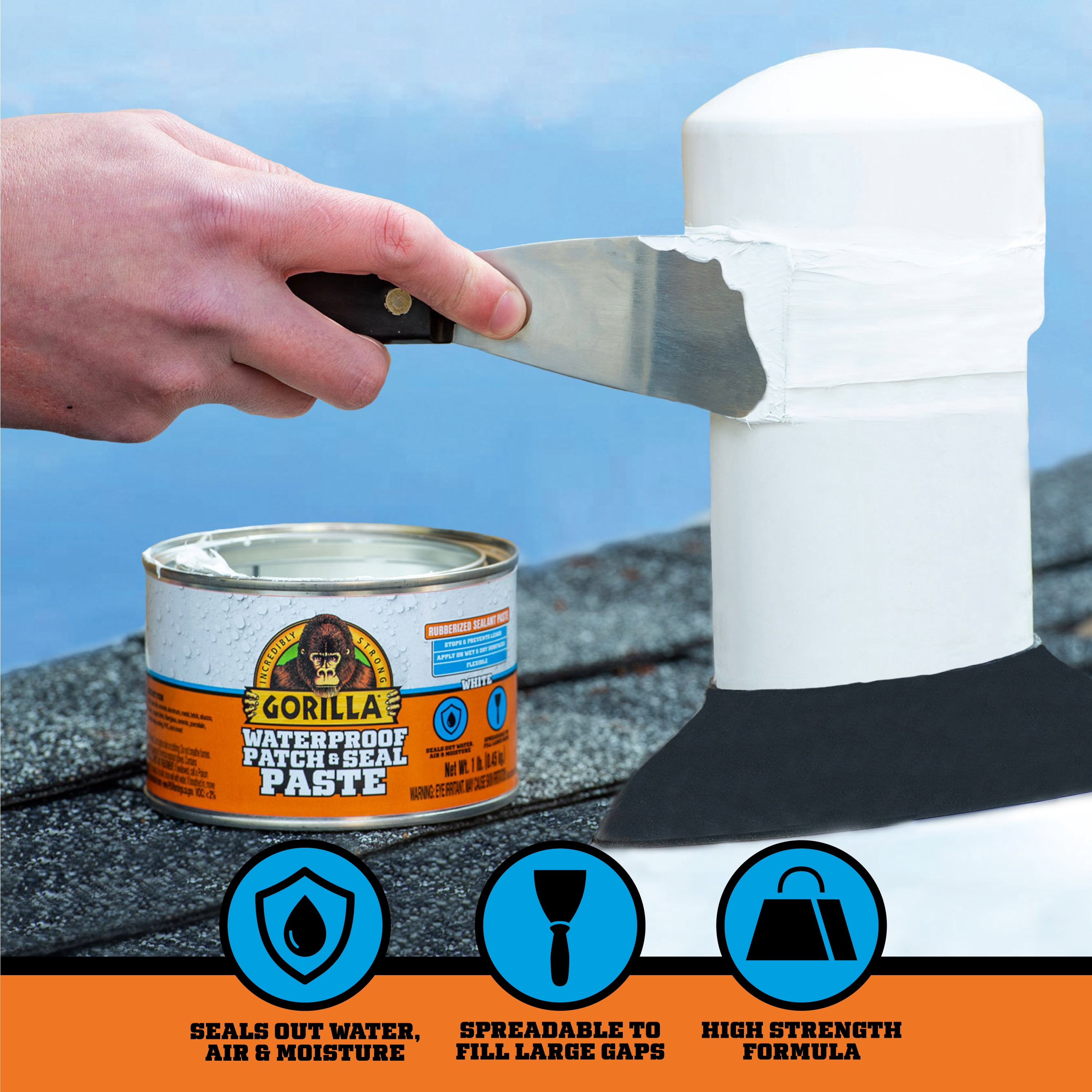 Gorilla Waterproof Patch and Seal Paste, Heavy-Duty Adhesive Sealant (White, 16 oz) ephwe
