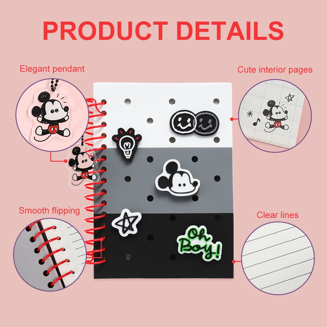 Miniso Disney Mickey Mouse Collection Spiral Notebook (80 Sheets) gnqqg