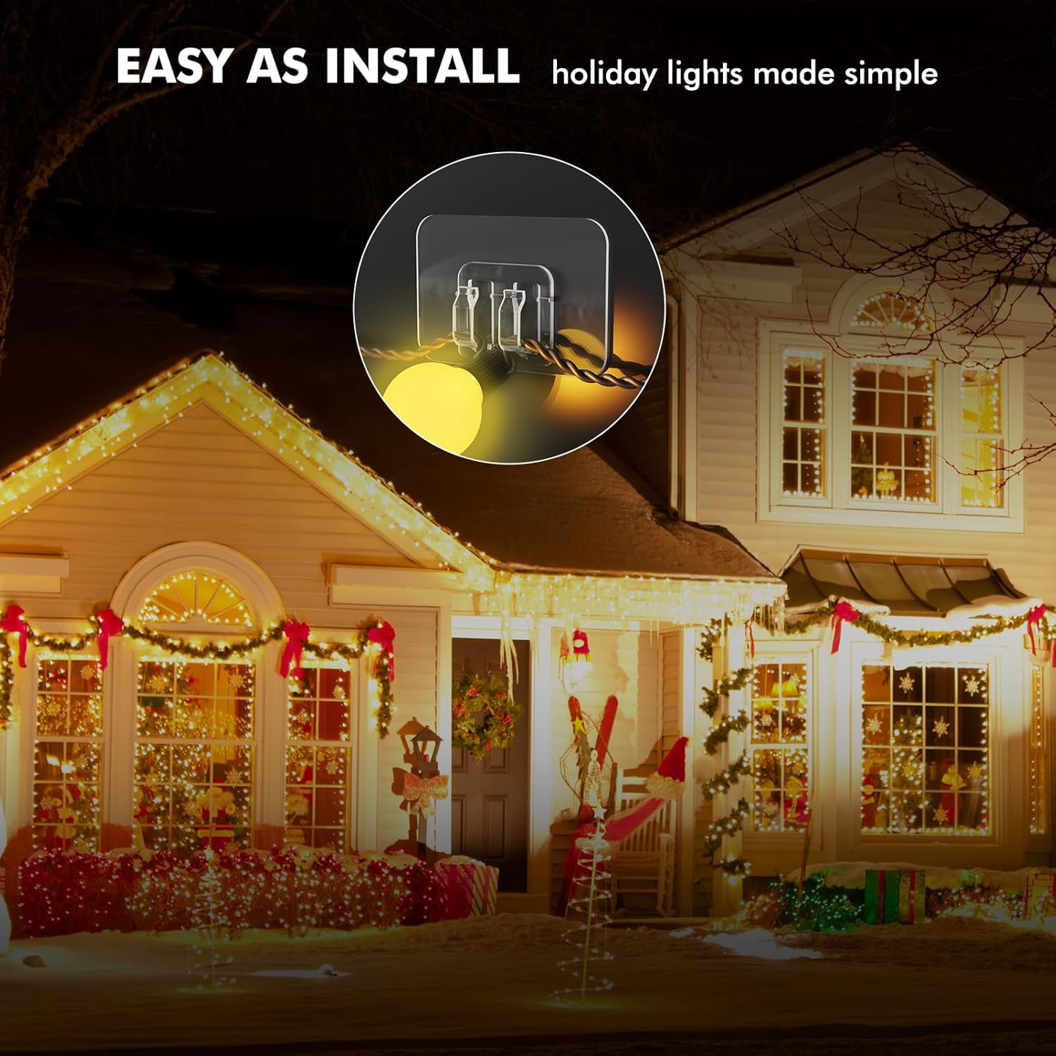 Camivile Outdoor String Light Hooks Adhesive Clips for Christmas Lights and Cable Management (Clear, 95 Pack) 4pzn9