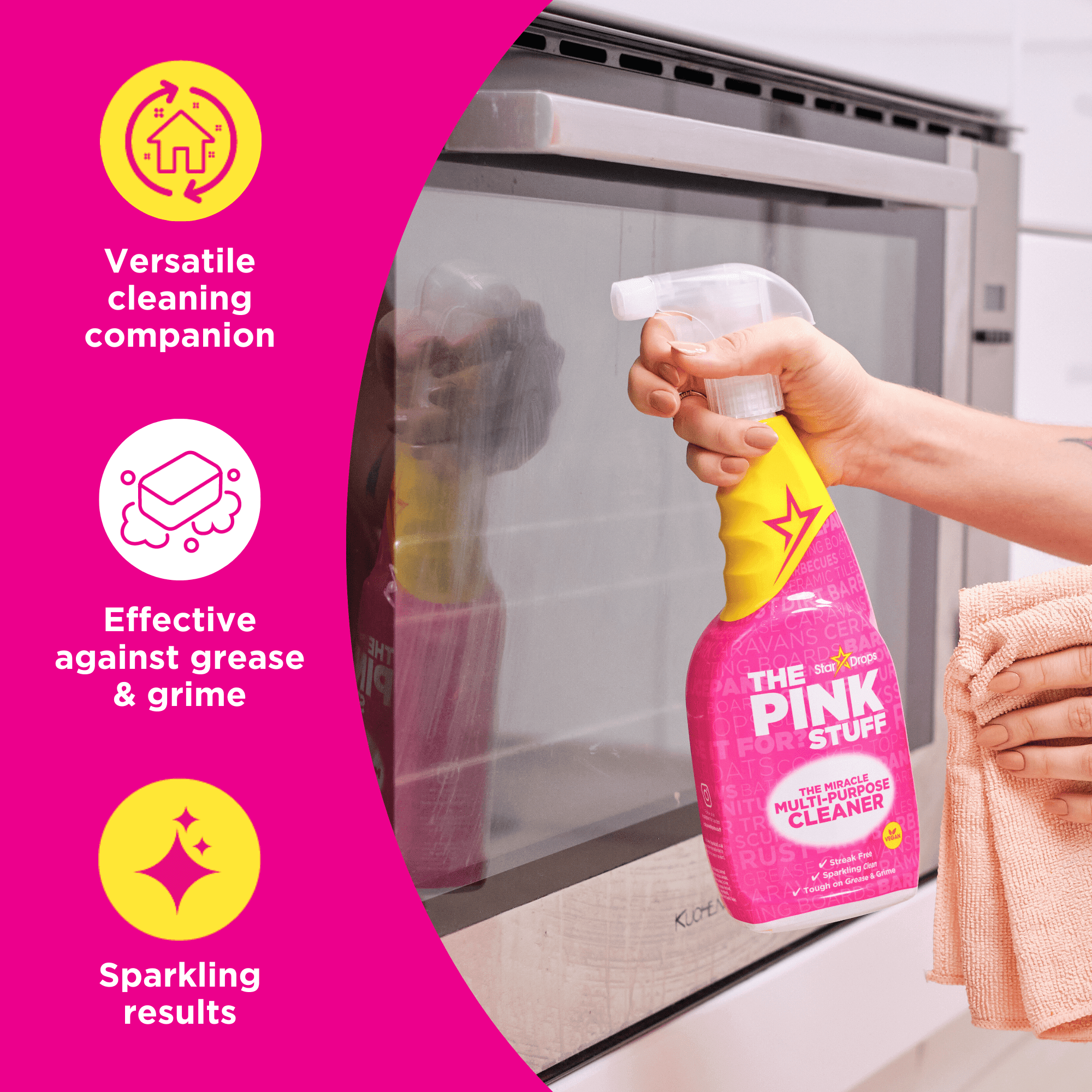 The Pink Stuff Multi-Purpose Cleaner Spray, Heavy-Duty Surface Degreaser (Pink, 25.36 fl oz) 1bb56