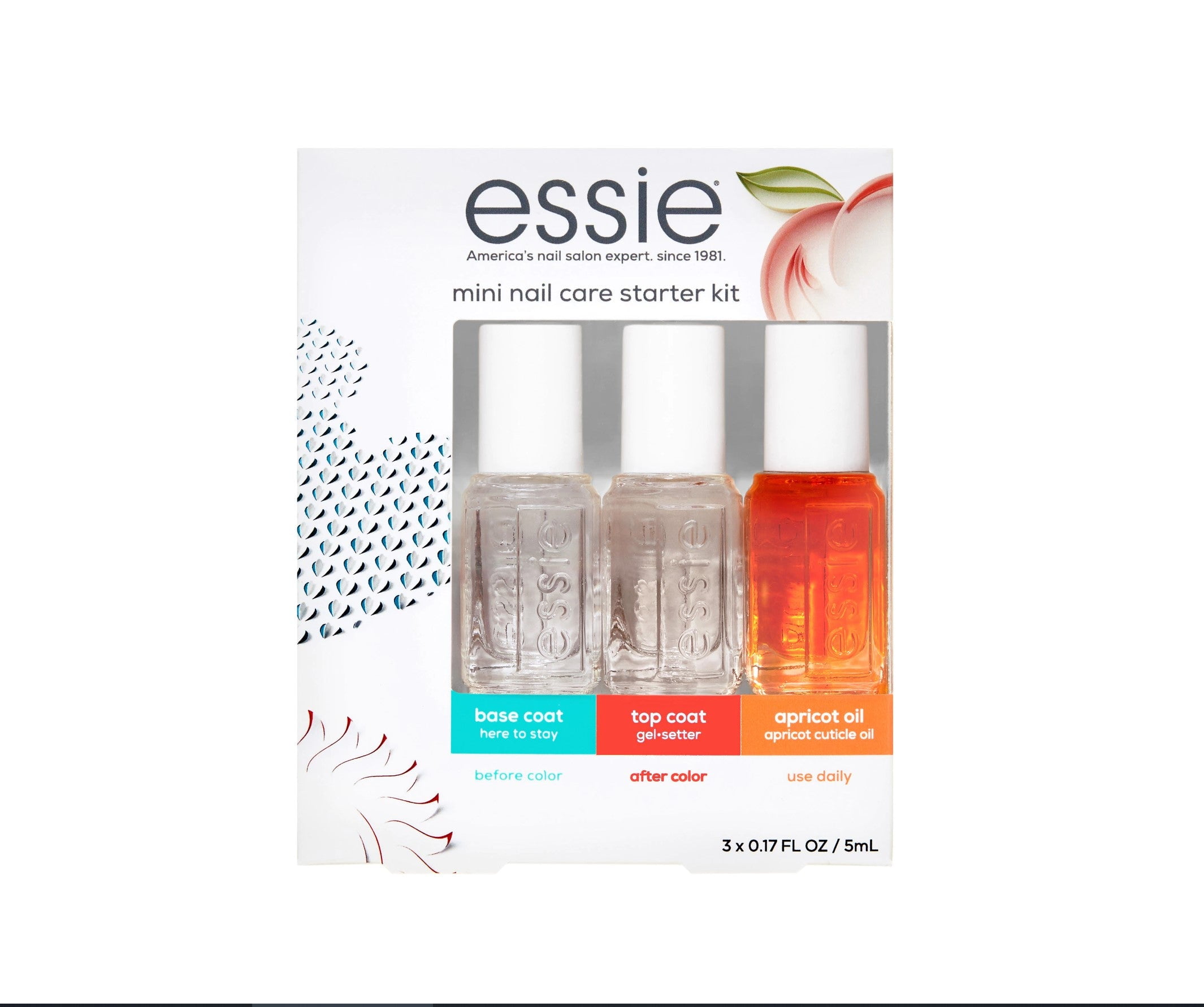 essie 3 Piece Mini Nail Care Essentials Starter Kit (Clear, 0.45 fl oz) odxpd