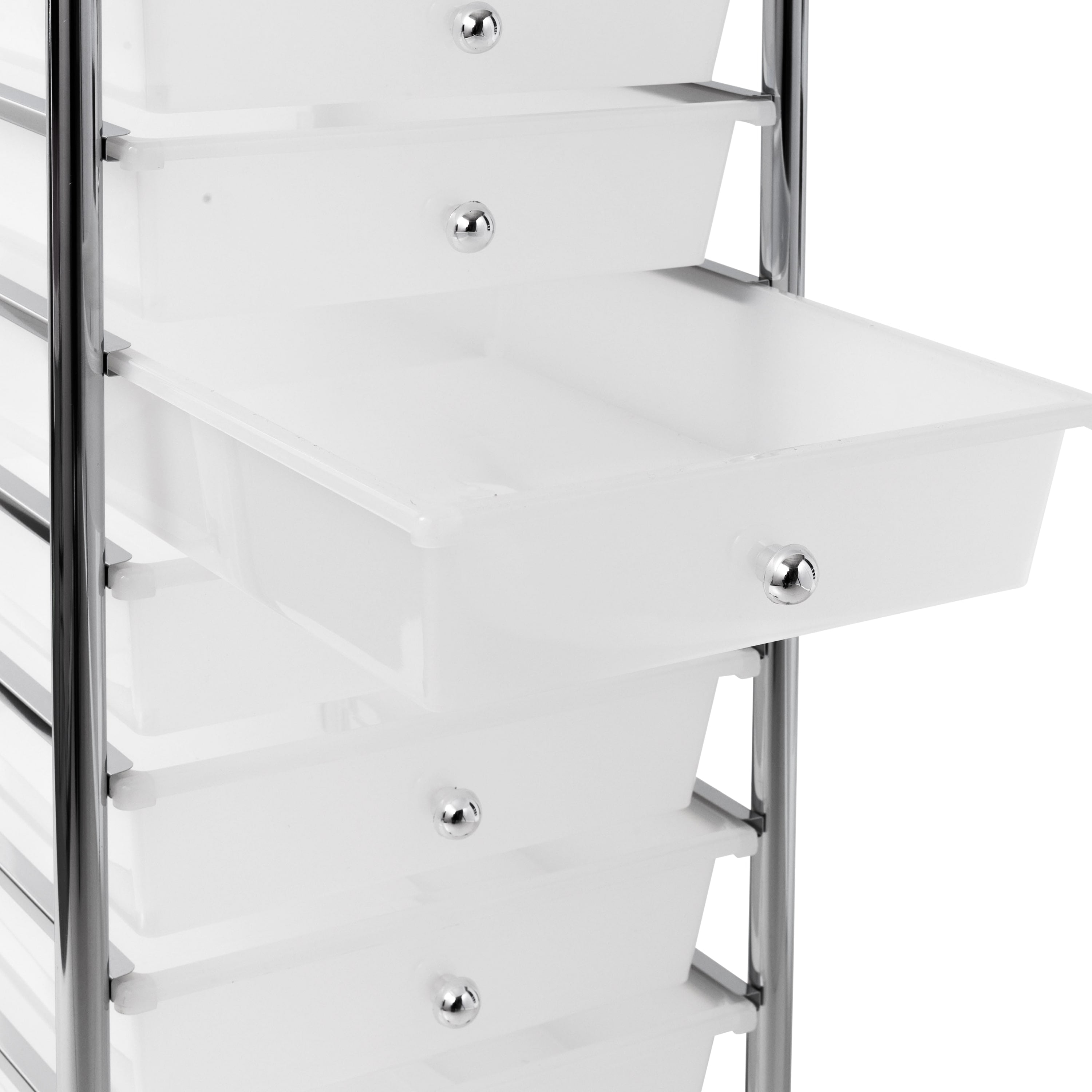 Hello Hobby 10-Drawer Rolling Craft Cart, Mobile Storage Organizer with Locking Wheels (Clear/Chrome, 15.31 in L x 12.6 in W x 38.1 in H) k0lp3