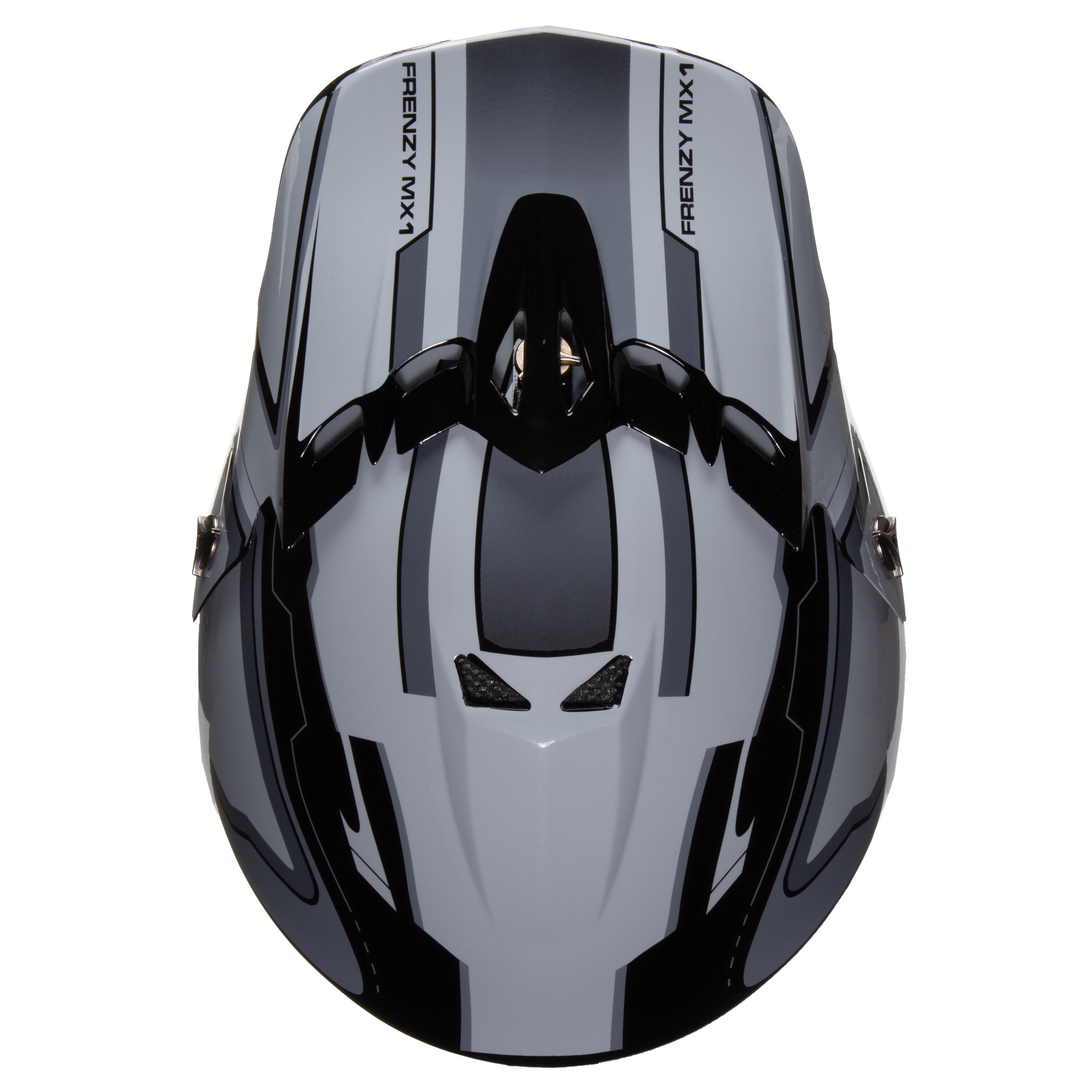 Fuel Helmets Youth Frenzy MX ATV Off-Road Helmet (Black/Grey, Youth Large) s597q
