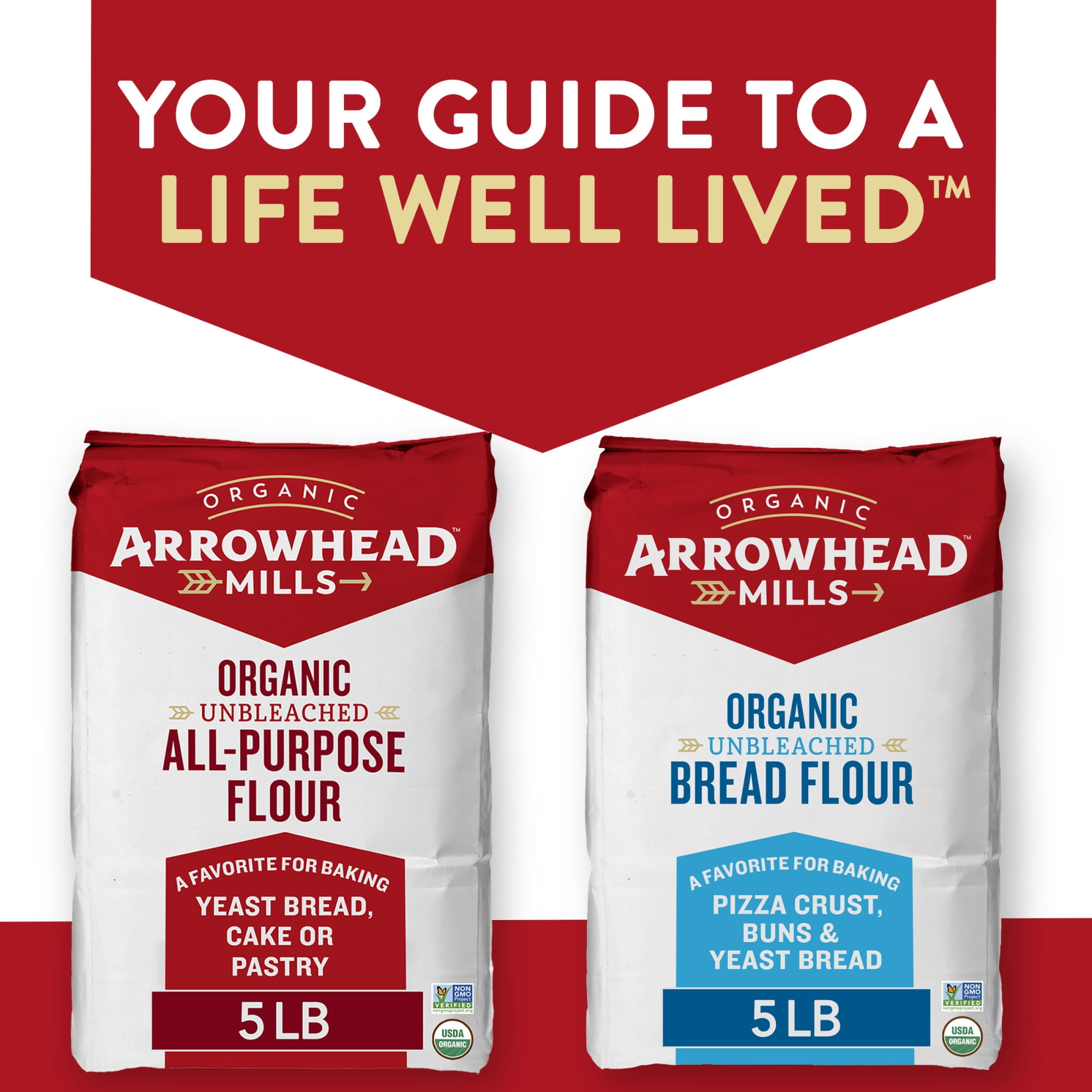 Arrowhead Mills Organic All Purpose Flour, Unbleached Baking Ingredient (5 lb) csw21