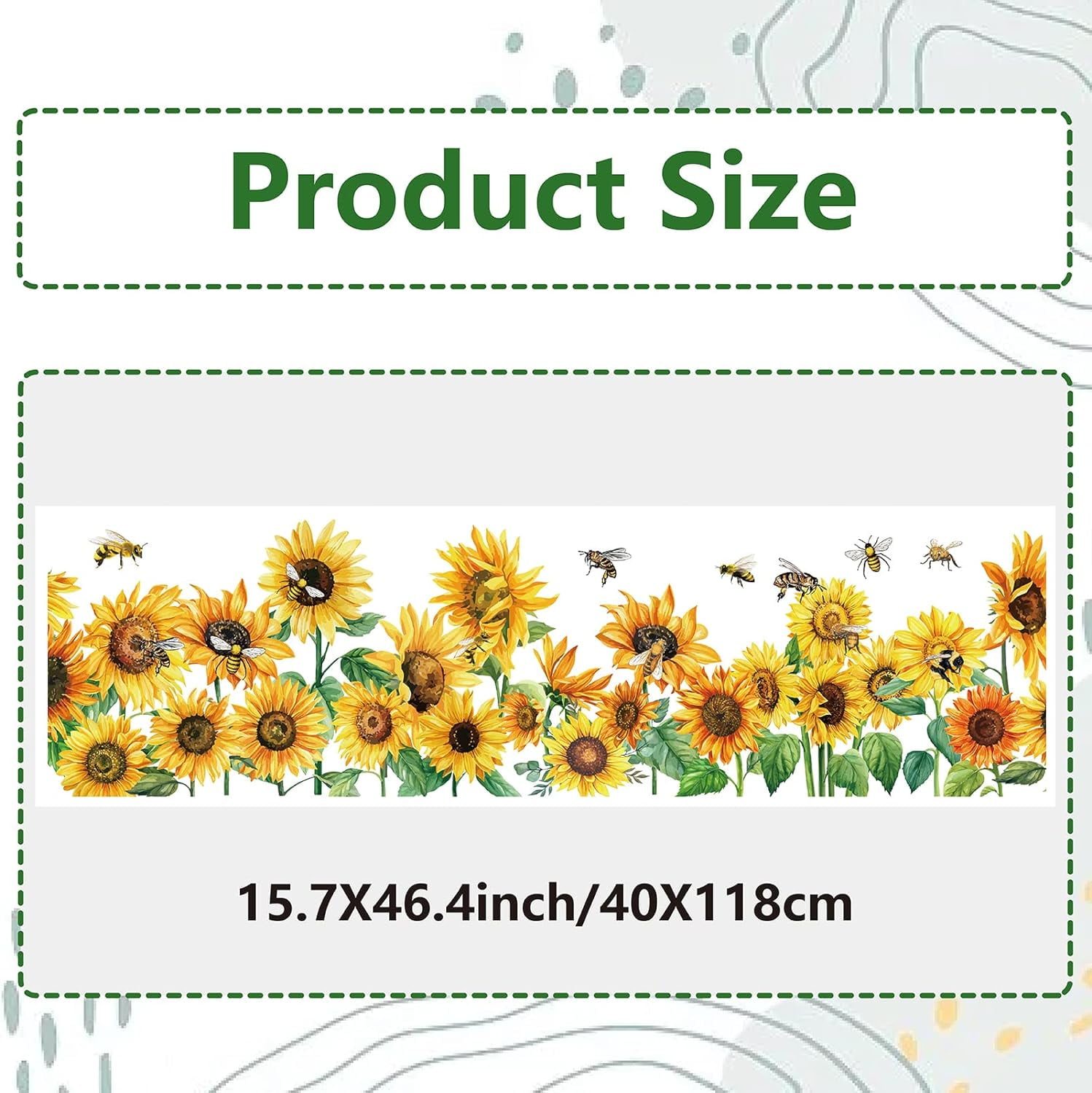 Generic Sunflower Bee Window Clings Static Decorative Film (Clear, 46.45 in x 15.74 in) tvb5z