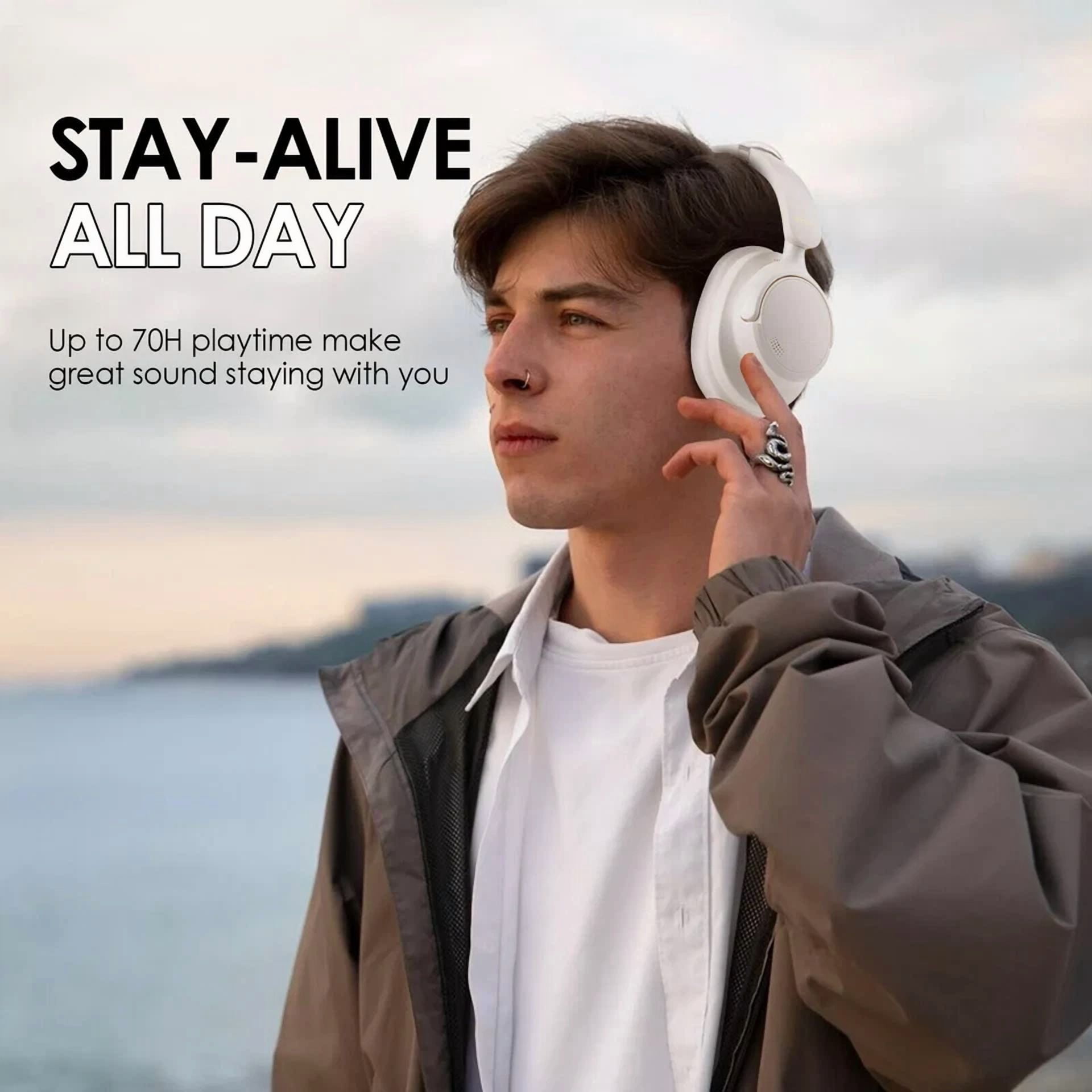 Rhea Wireless Bluetooth Headphones with Active Noise Cancelling (Black, Over-Ear) bhckt