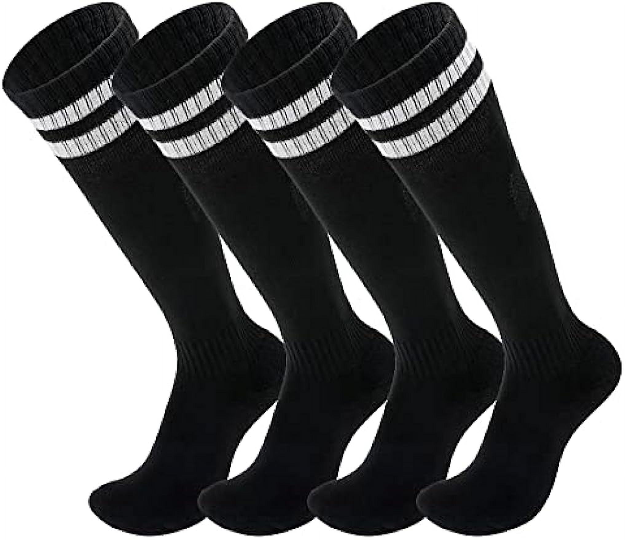 Totowood Kids Football Socks Breathable Athletic Soccer Training Gear (Black, 2 Pair Pack) 3o2ft