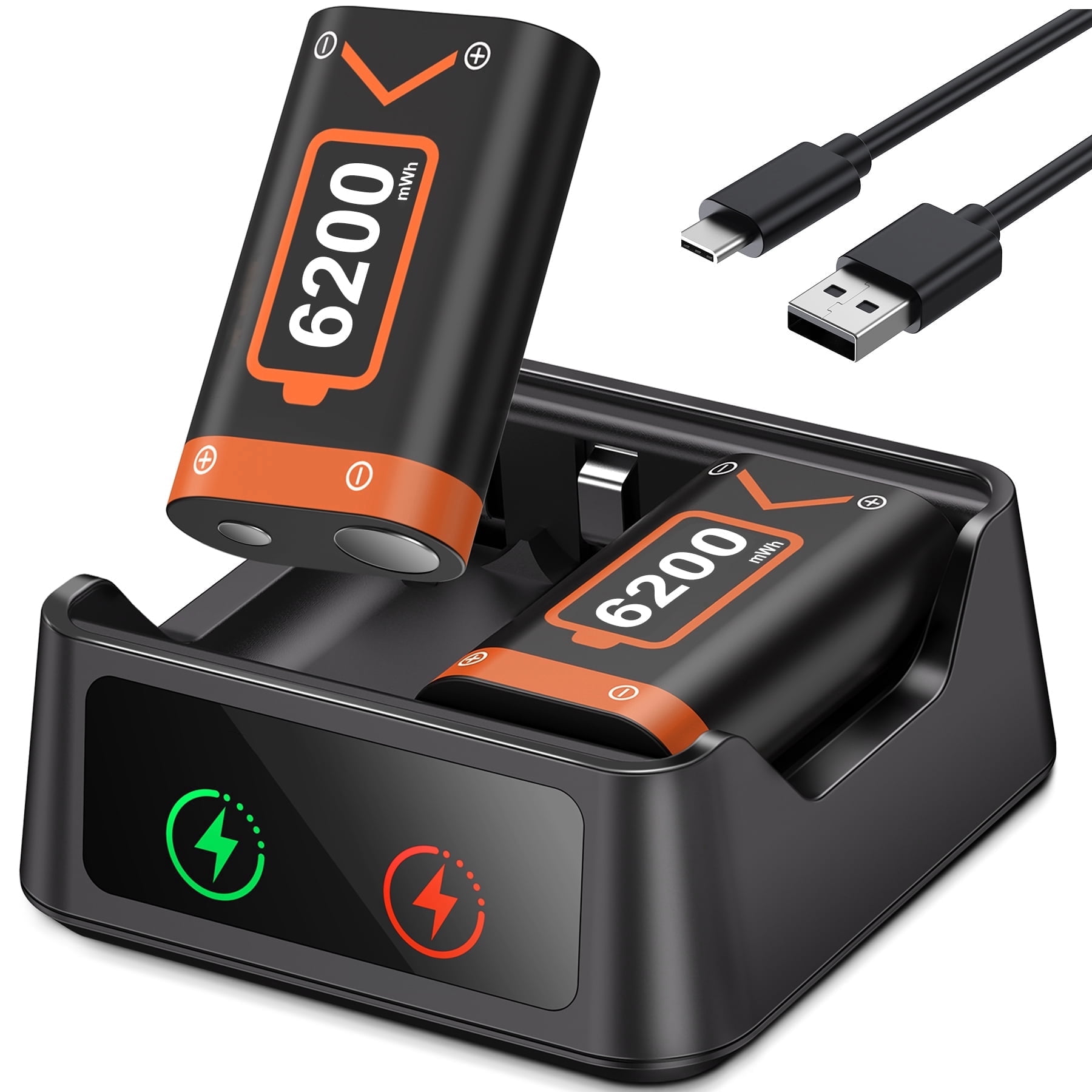 EUROA Rechargeable Battery Pack for Xbox Series X/S and Xbox One Controllers (Orange, 2 Pack) gp9me