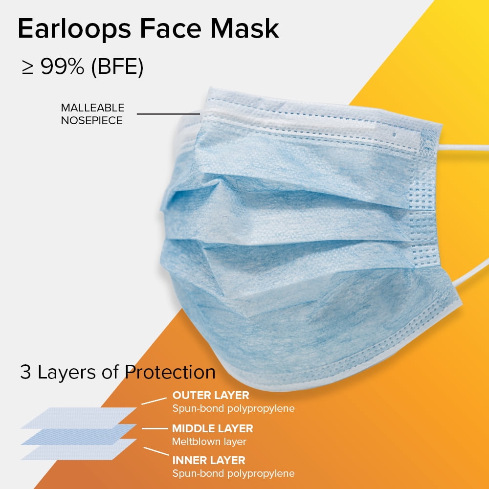 Tronex 3-Ply Disposable Face Masks with Earloops (Blue, 50 Count) 44xg4
