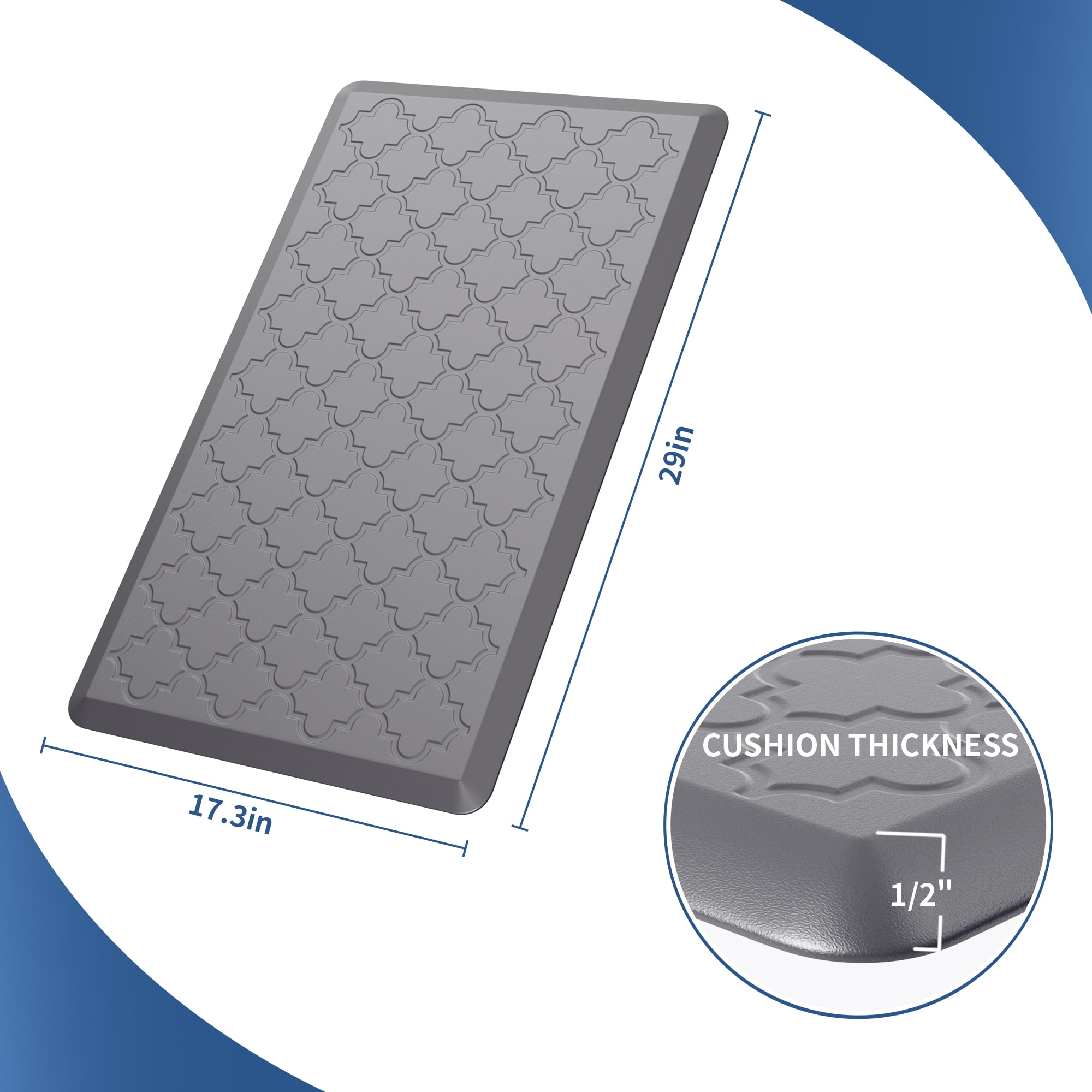 Galmaxs7 Anti-Fatigue Kitchen Mat, Ergonomic Memory Foam Floor Rug for Standing Comfort (Gray, 17 in x 29 in) ezevt