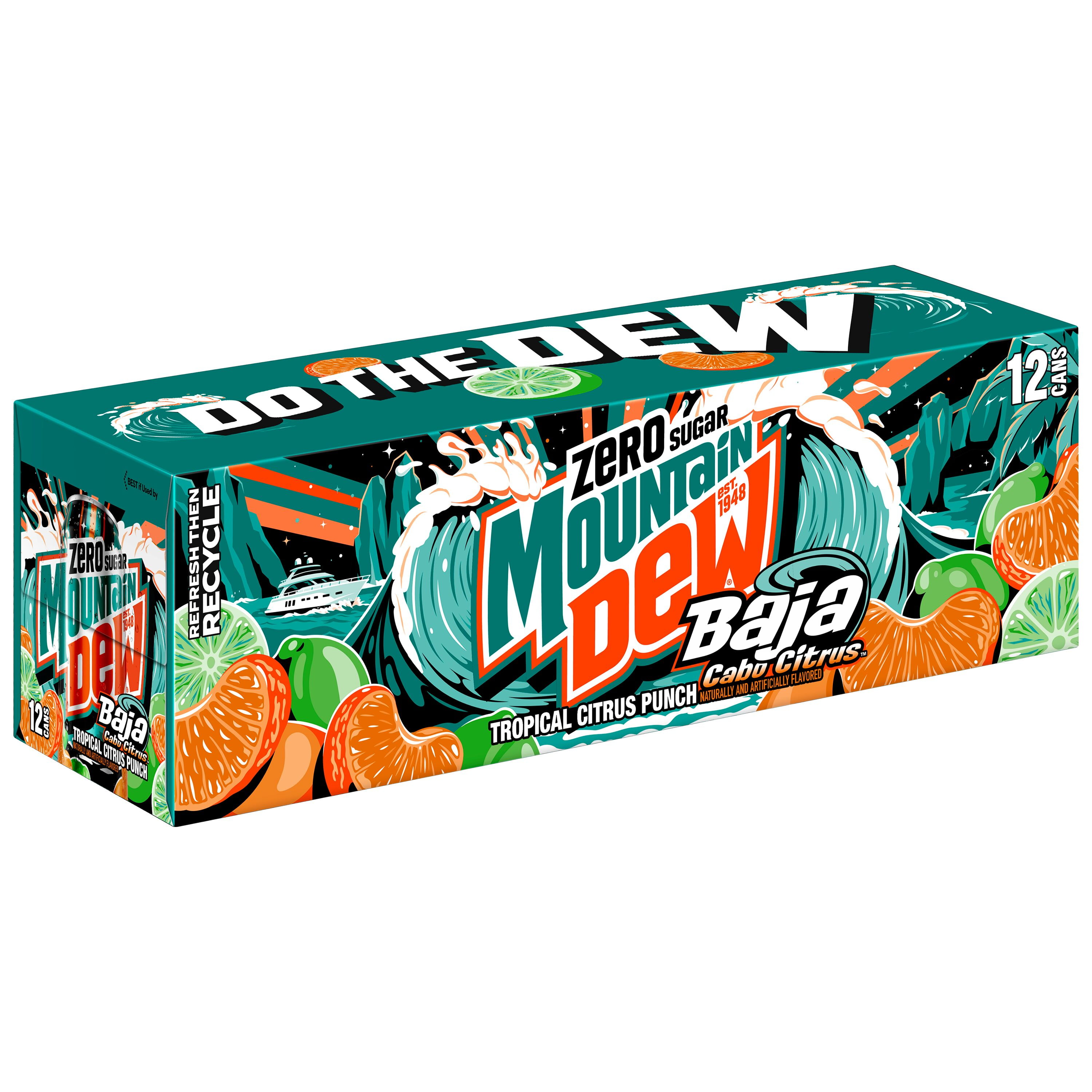 Mountain Dew Zero Sugar Baja Blast Cabo Citrus Soda (Tropical Lime, 12 fl oz, 12 Pack) khoy3